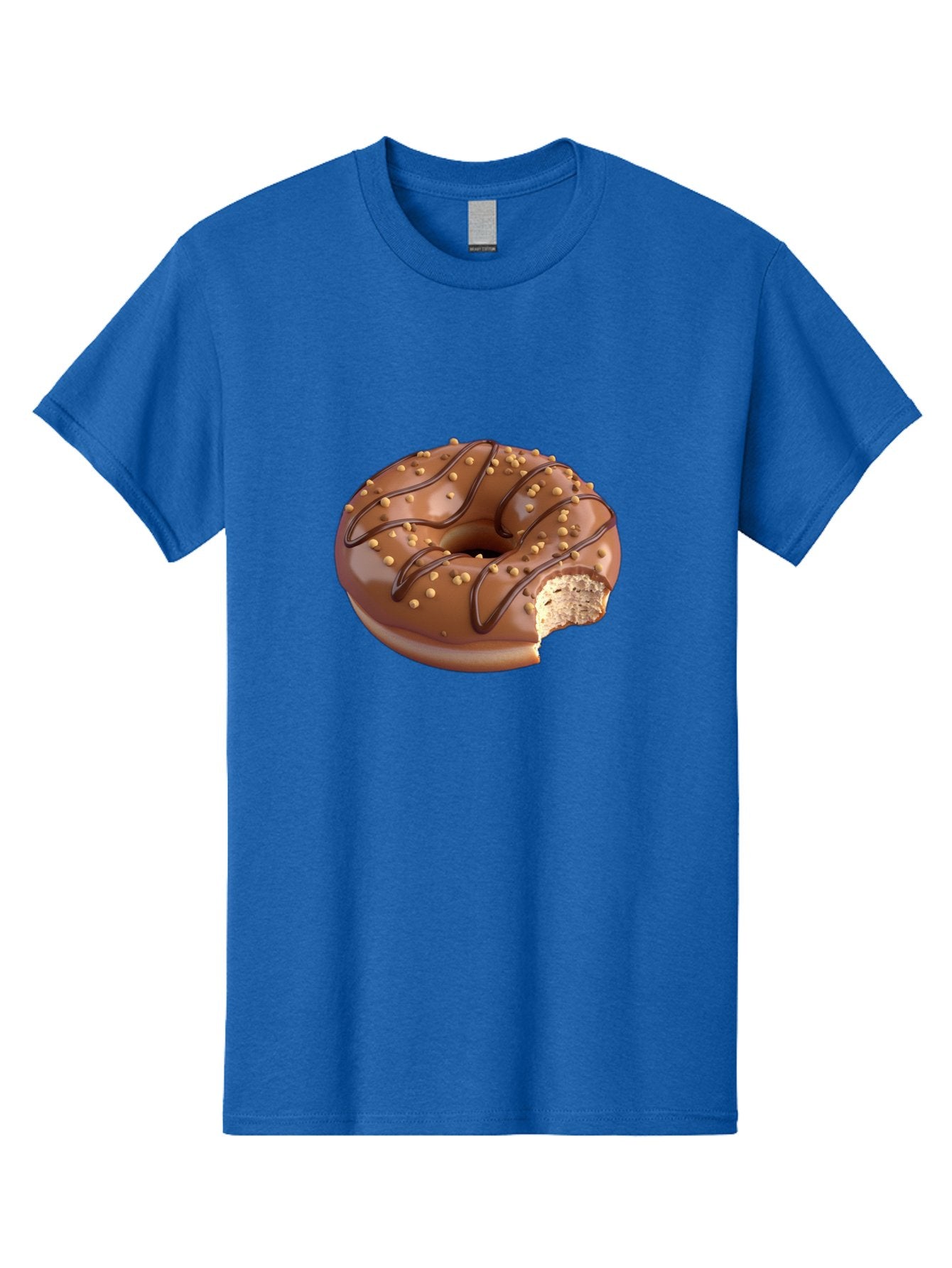 Chocolate-Donut-2 Men'S Graphic Tee, 100% Cotton, Comfortable Casual Summer Wear, Machine Washable, Chocolate Donut, Chocolate Frosting, Donut With Nuts, Chocolate Glaze, Donut With Sprinkles, Sweet Treat, Baked Goods, Doughnut Delight, Baa301