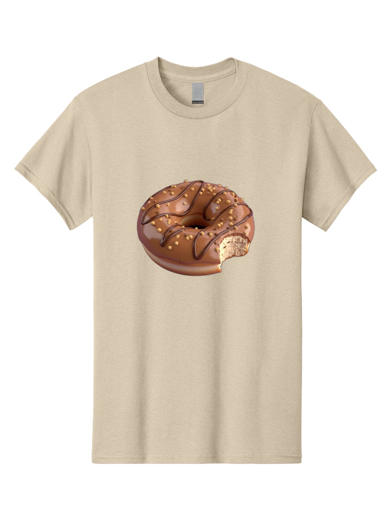Chocolate-Donut-2 Men'S Graphic Tee, 100% Cotton, Comfortable Casual Summer Wear, Machine Washable, Chocolate Donut, Chocolate Frosting, Donut With Nuts, Chocolate Glaze, Donut With Sprinkles, Sweet Treat, Baked Goods, Doughnut Delight, Baa301 5