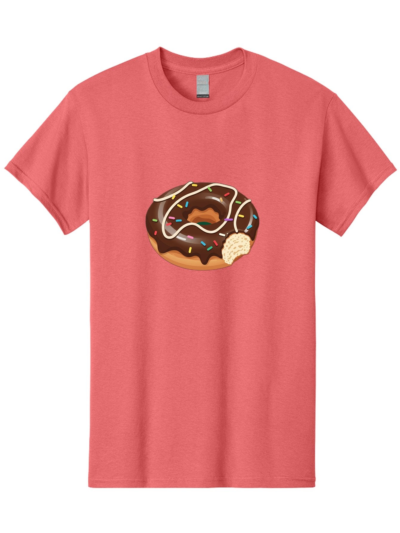 Chocolate-Donut-3 Men'S Graphic Tee, 100% Cotton, Comfortable Casual Summer Wear, Machine Washable, Chocolate Donut With Sprinkles, Sweet Treats, Donut Glaze, Colorful Sprinkles, White Icing, Tasty Desserts, Sweet Tooth, Delicious Donuts, Baa302