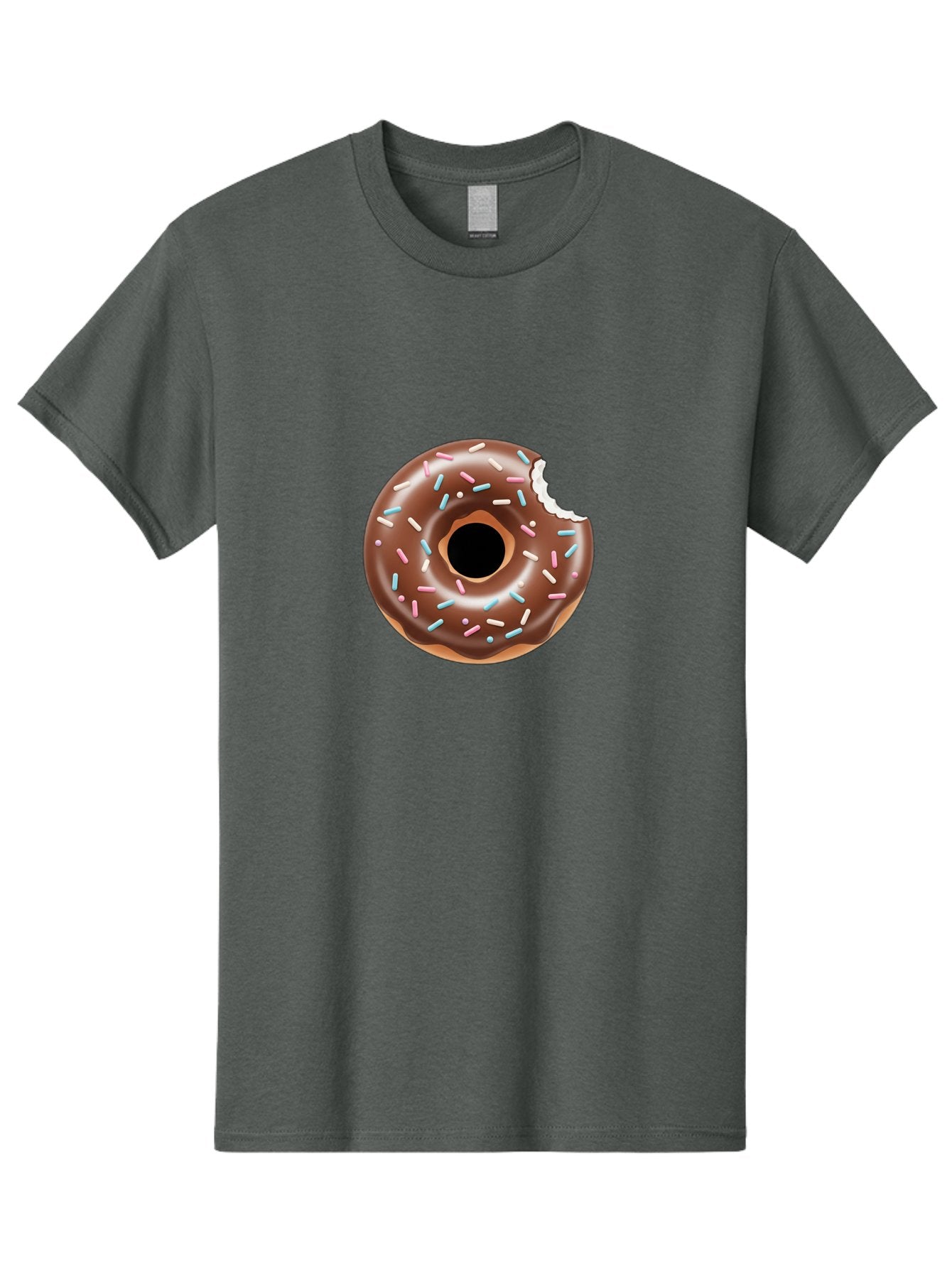 Chocolate-Donut-5 Men'S Graphic Tee, 100% Cotton, Comfortable Casual Summer Wear, Machine Washable, Chocolate Glazed Donut, Donut With Sprinkles, Bitten Donut, Sweet Treats, Baked Goods, Indulgent Desserts, Tasty Pastry, Colorful Sprinkles, Baa304 7