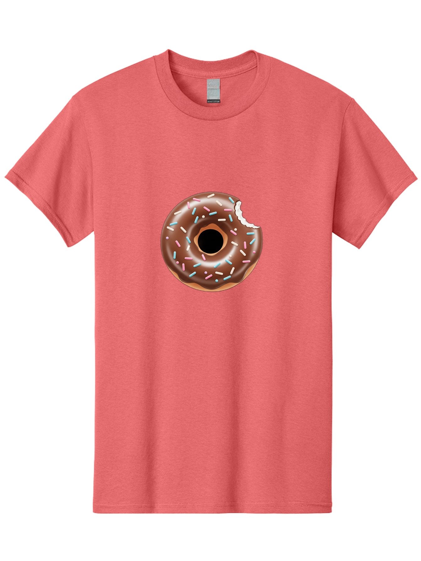 Chocolate-Donut-5 Men'S Graphic Tee, 100% Cotton, Comfortable Casual Summer Wear, Machine Washable, Chocolate Glazed Donut, Donut With Sprinkles, Bitten Donut, Sweet Treats, Baked Goods, Indulgent Desserts, Tasty Pastry, Colorful Sprinkles, Baa304 10