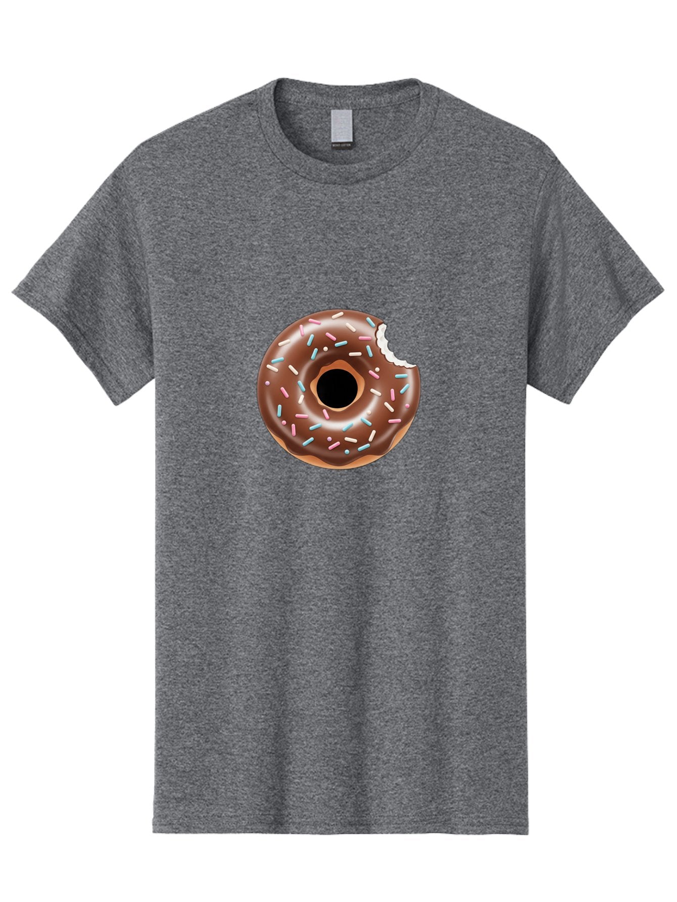 Chocolate-Donut-5 Men'S Graphic Tee, 100% Cotton, Comfortable Casual Summer Wear, Machine Washable, Chocolate Glazed Donut, Donut With Sprinkles, Bitten Donut, Sweet Treats, Baked Goods, Indulgent Desserts, Tasty Pastry, Colorful Sprinkles, Baa304 11