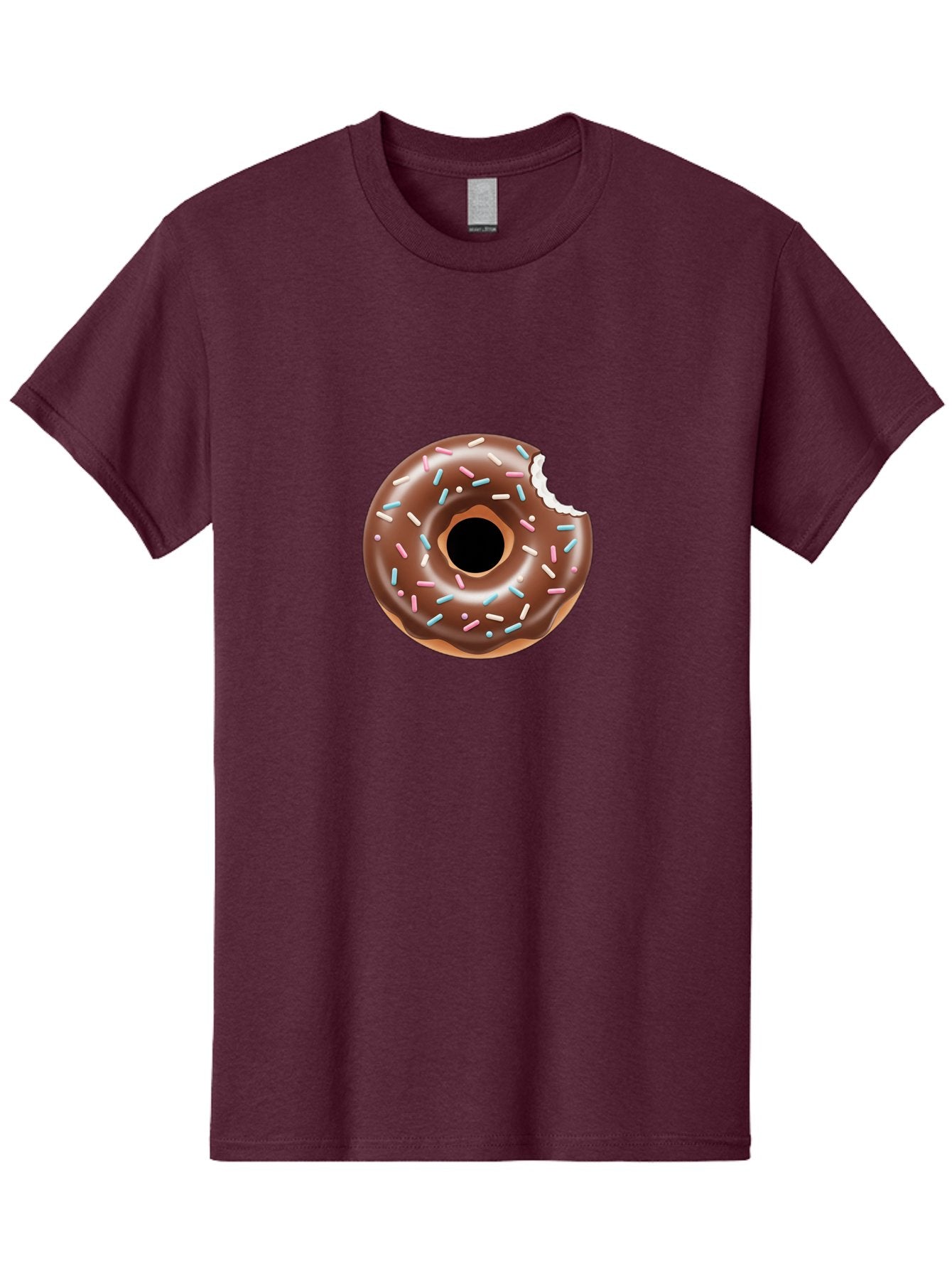 Chocolate-Donut-5 Men'S Graphic Tee, 100% Cotton, Comfortable Casual Summer Wear, Machine Washable, Chocolate Glazed Donut, Donut With Sprinkles, Bitten Donut, Sweet Treats, Baked Goods, Indulgent Desserts, Tasty Pastry, Colorful Sprinkles, Baa304 6