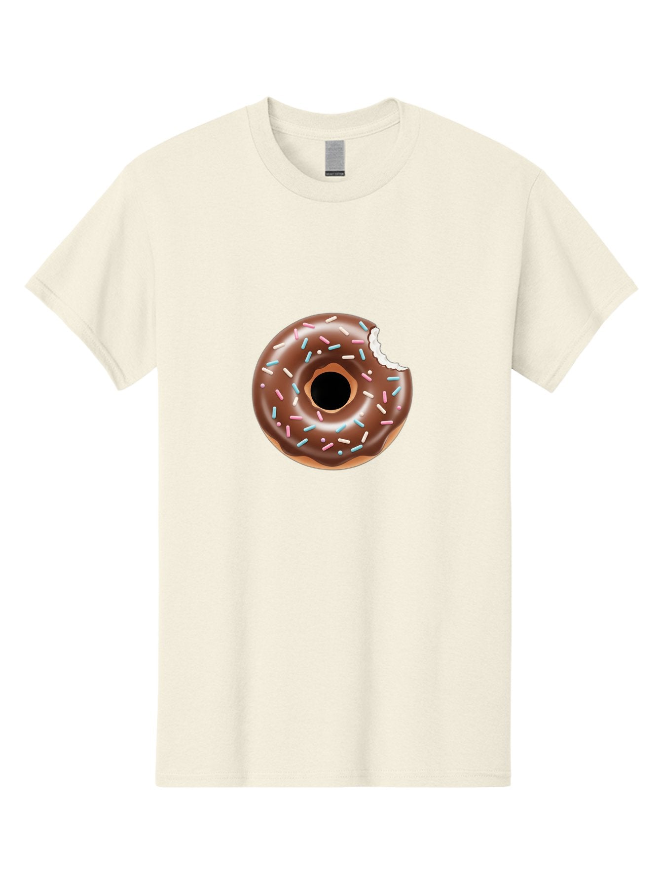 Chocolate-Donut-5 Men'S Graphic Tee, 100% Cotton, Comfortable Casual Summer Wear, Machine Washable, Chocolate Glazed Donut, Donut With Sprinkles, Bitten Donut, Sweet Treats, Baked Goods, Indulgent Desserts, Tasty Pastry, Colorful Sprinkles, Baa304 4