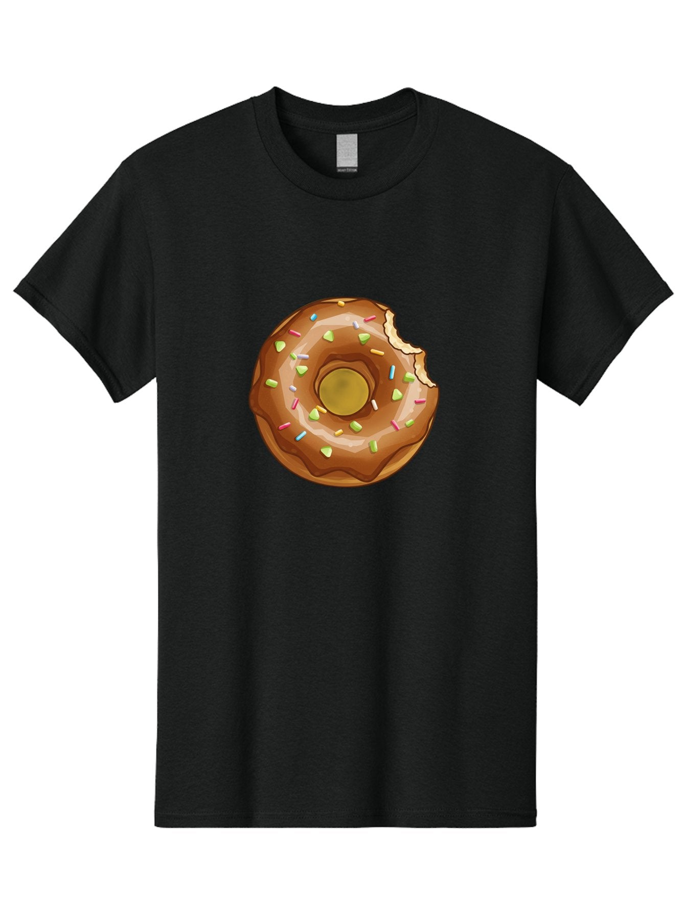 Chocolate-Donut-7 Men'S Graphic Tee, 100% Cotton, Comfortable Casual Summer Wear, Machine Washable, Chocolate Donut, Donut With Sprinkles, Bitten Donut, Glazed Donut, Colorful Sprinkles, Sweet Treats, Baked Goods, Donut Illustration, Baa306