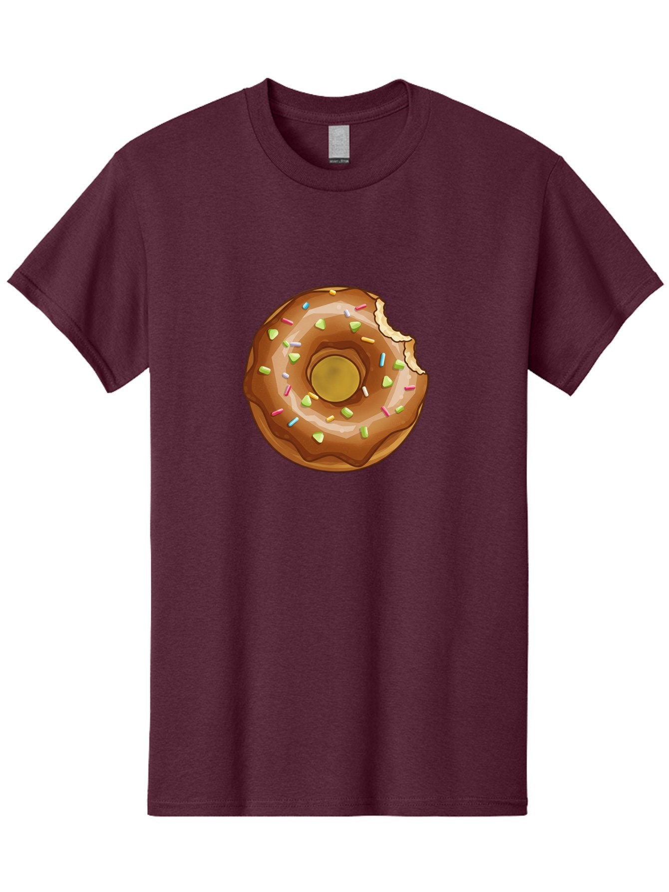 Chocolate-Donut-7 Men'S Graphic Tee, 100% Cotton, Comfortable Casual Summer Wear, Machine Washable, Chocolate Donut, Donut With Sprinkles, Bitten Donut, Glazed Donut, Colorful Sprinkles, Sweet Treats, Baked Goods, Donut Illustration, Baa306 11
