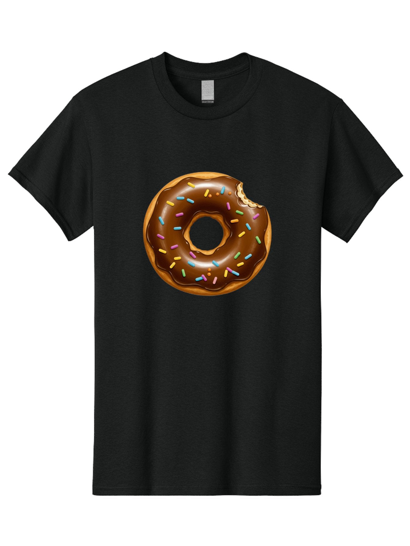 Chocolate-Donut-Sprinkles Men'S Graphic Tee, 100% Cotton, Comfortable Casual Summer Wear, Machine Washable, Chocolate Donut, Donut With Sprinkles, Bitten Donut, Sweet Treats, Baked Goods, Chocolate Glaze, Colorful Sprinkles, Tempting Dessert, Baa307 7