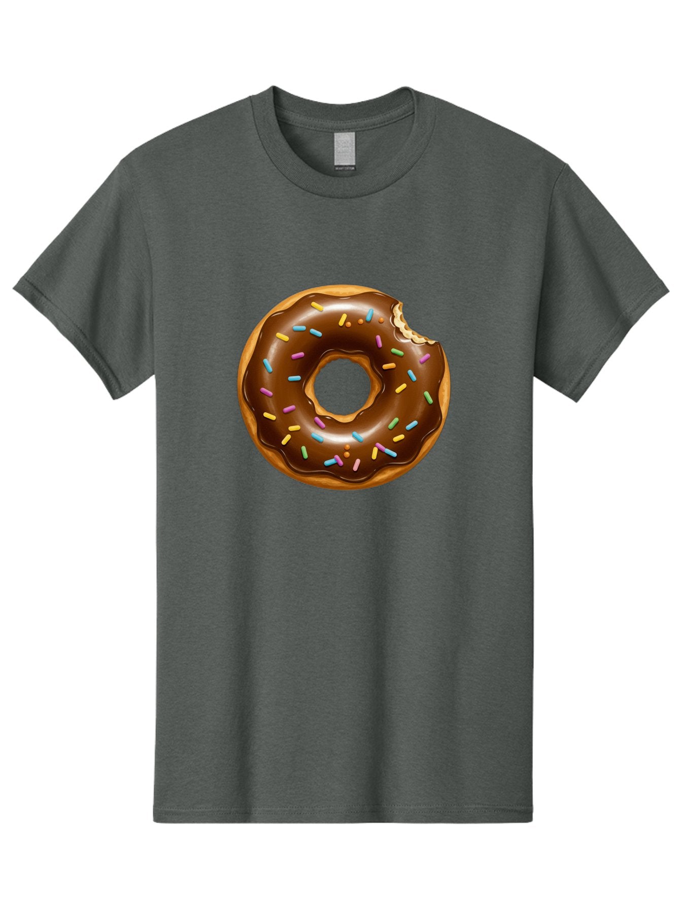 Chocolate-Donut-Sprinkles Men'S Graphic Tee, 100% Cotton, Comfortable Casual Summer Wear, Machine Washable, Chocolate Donut, Donut With Sprinkles, Bitten Donut, Sweet Treats, Baked Goods, Chocolate Glaze, Colorful Sprinkles, Tempting Dessert, Baa307 3