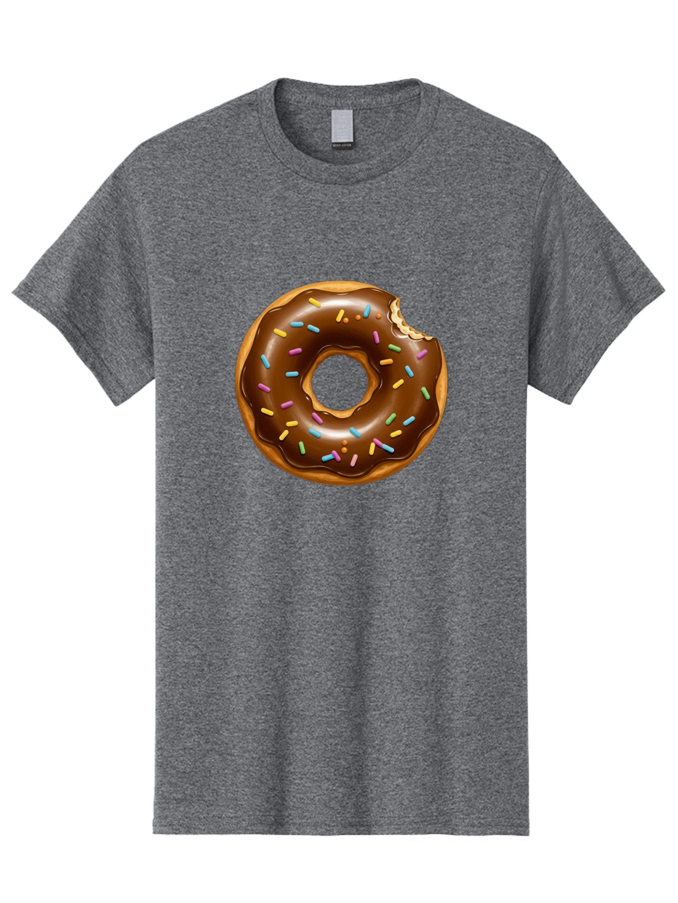 Chocolate-Donut-Sprinkles Men'S Graphic Tee, 100% Cotton, Comfortable Casual Summer Wear, Machine Washable, Chocolate Donut, Donut With Sprinkles, Bitten Donut, Sweet Treats, Baked Goods, Chocolate Glaze, Colorful Sprinkles, Tempting Dessert, Baa307 9