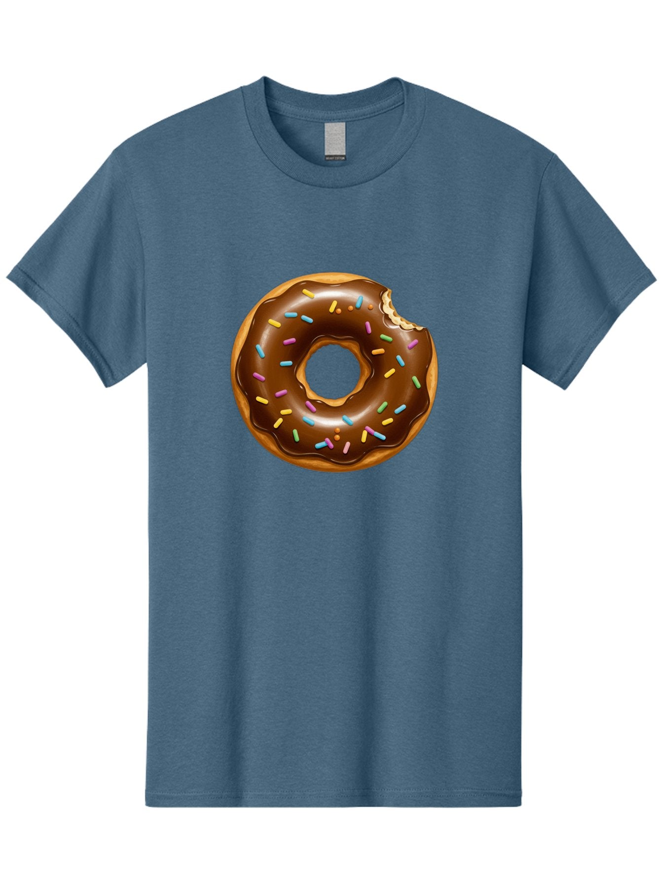 Chocolate-Donut-Sprinkles Men'S Graphic Tee, 100% Cotton, Comfortable Casual Summer Wear, Machine Washable, Chocolate Donut, Donut With Sprinkles, Bitten Donut, Sweet Treats, Baked Goods, Chocolate Glaze, Colorful Sprinkles, Tempting Dessert, Baa307 14