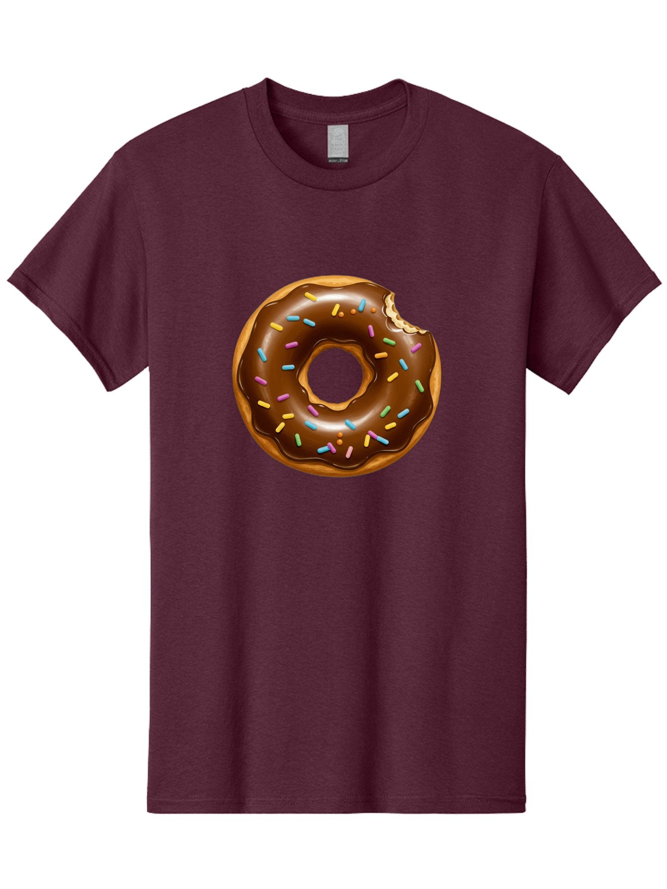 Chocolate-Donut-Sprinkles Men'S Graphic Tee, 100% Cotton, Comfortable Casual Summer Wear, Machine Washable, Chocolate Donut, Donut With Sprinkles, Bitten Donut, Sweet Treats, Baked Goods, Chocolate Glaze, Colorful Sprinkles, Tempting Dessert, Baa307 12