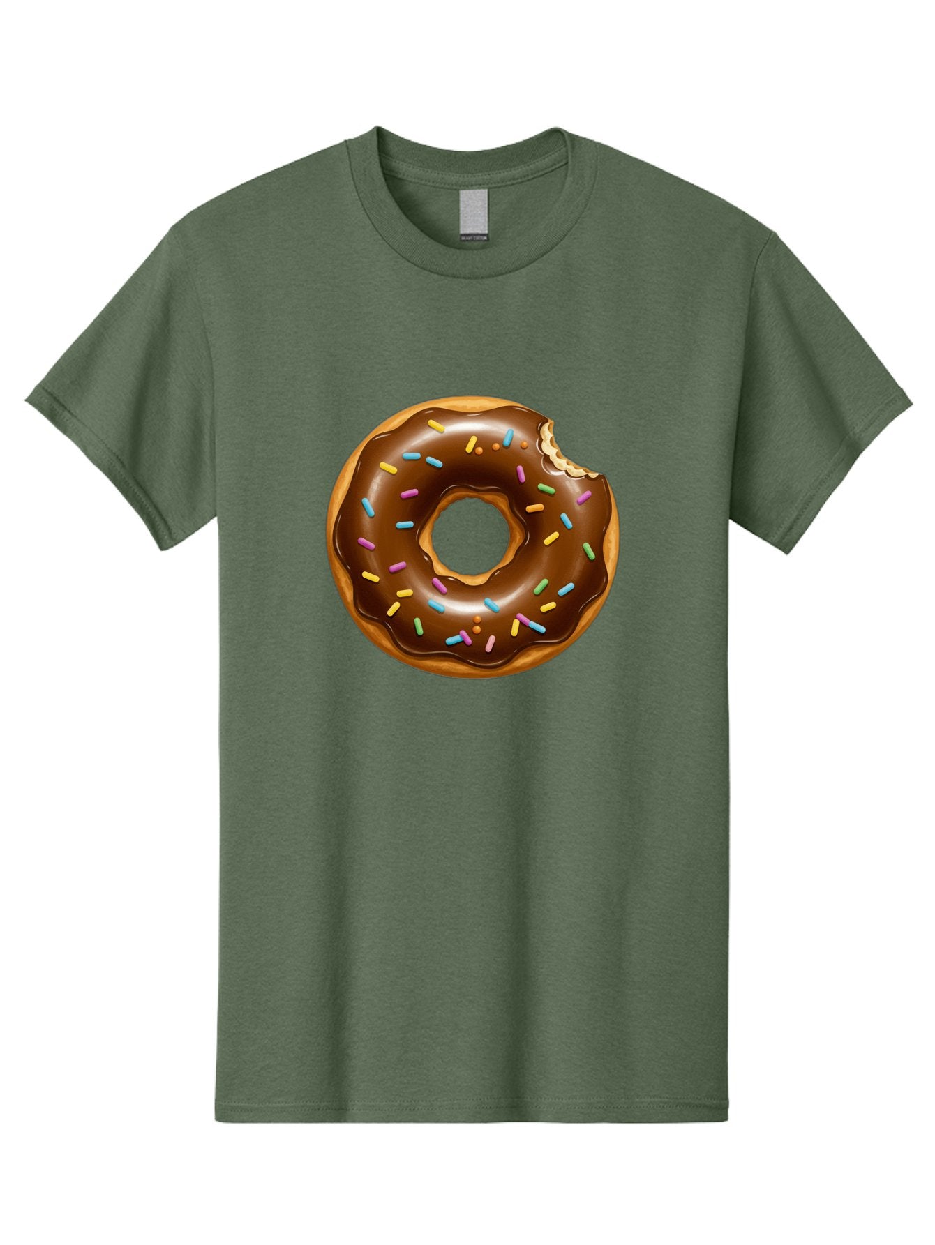 Chocolate-Donut-Sprinkles Men'S Graphic Tee, 100% Cotton, Comfortable Casual Summer Wear, Machine Washable, Chocolate Donut, Donut With Sprinkles, Bitten Donut, Sweet Treats, Baked Goods, Chocolate Glaze, Colorful Sprinkles, Tempting Dessert, Baa307 10