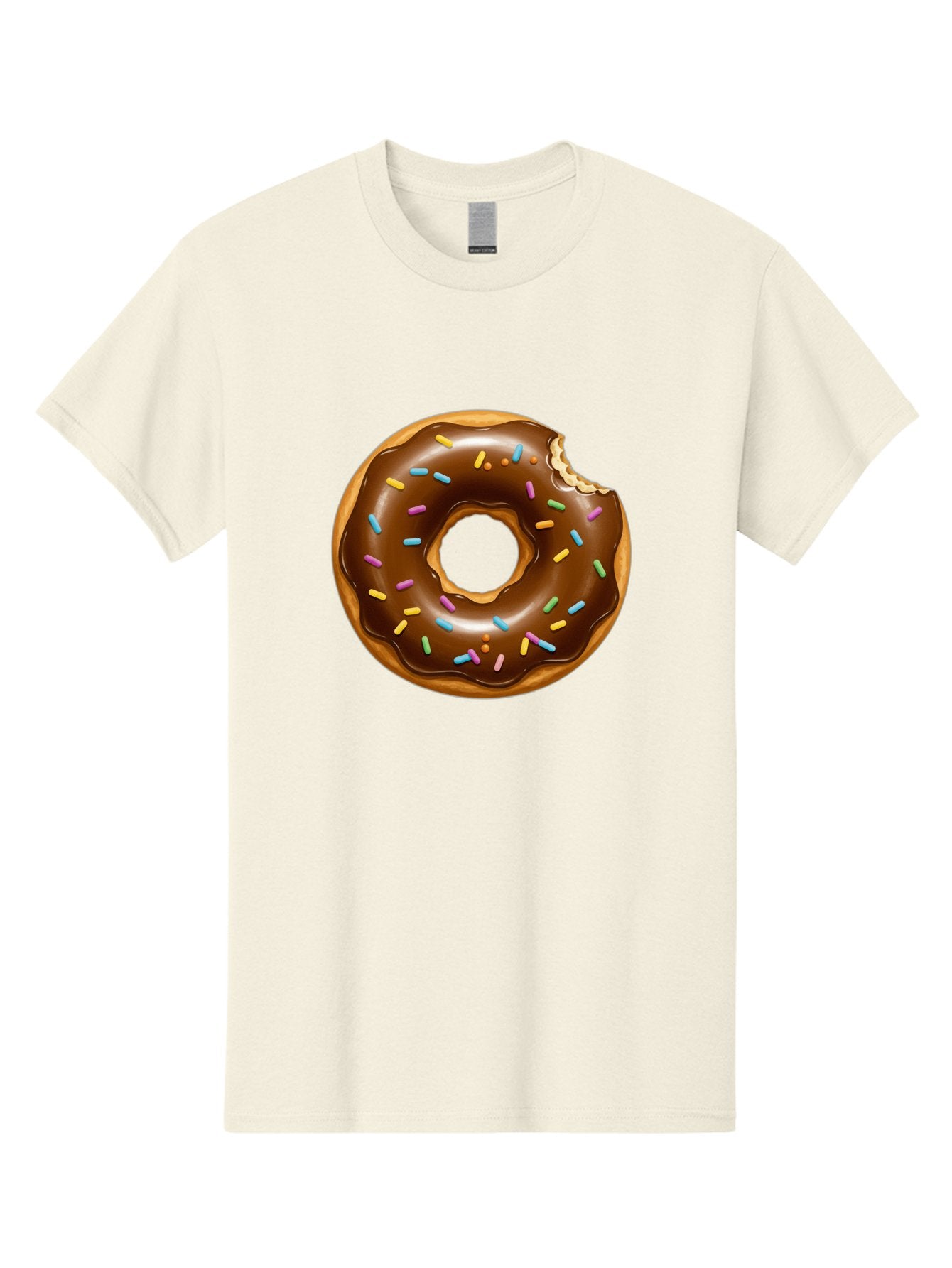 Chocolate-Donut-Sprinkles Men'S Graphic Tee, 100% Cotton, Comfortable Casual Summer Wear, Machine Washable, Chocolate Donut, Donut With Sprinkles, Bitten Donut, Sweet Treats, Baked Goods, Chocolate Glaze, Colorful Sprinkles, Tempting Dessert, Baa307 4