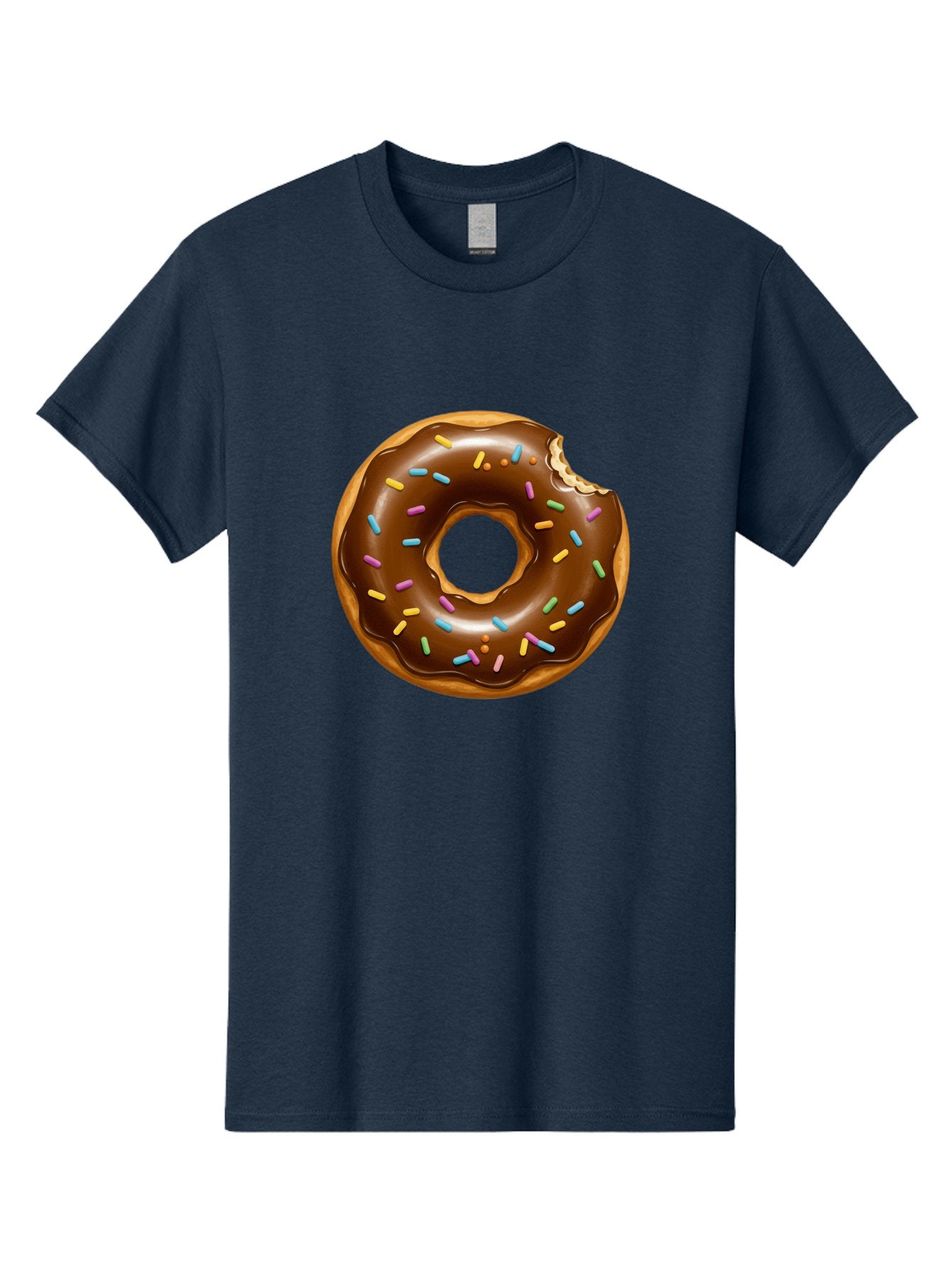 Chocolate-Donut-Sprinkles Men'S Graphic Tee, 100% Cotton, Comfortable Casual Summer Wear, Machine Washable, Chocolate Donut, Donut With Sprinkles, Bitten Donut, Sweet Treats, Baked Goods, Chocolate Glaze, Colorful Sprinkles, Tempting Dessert, Baa307 11