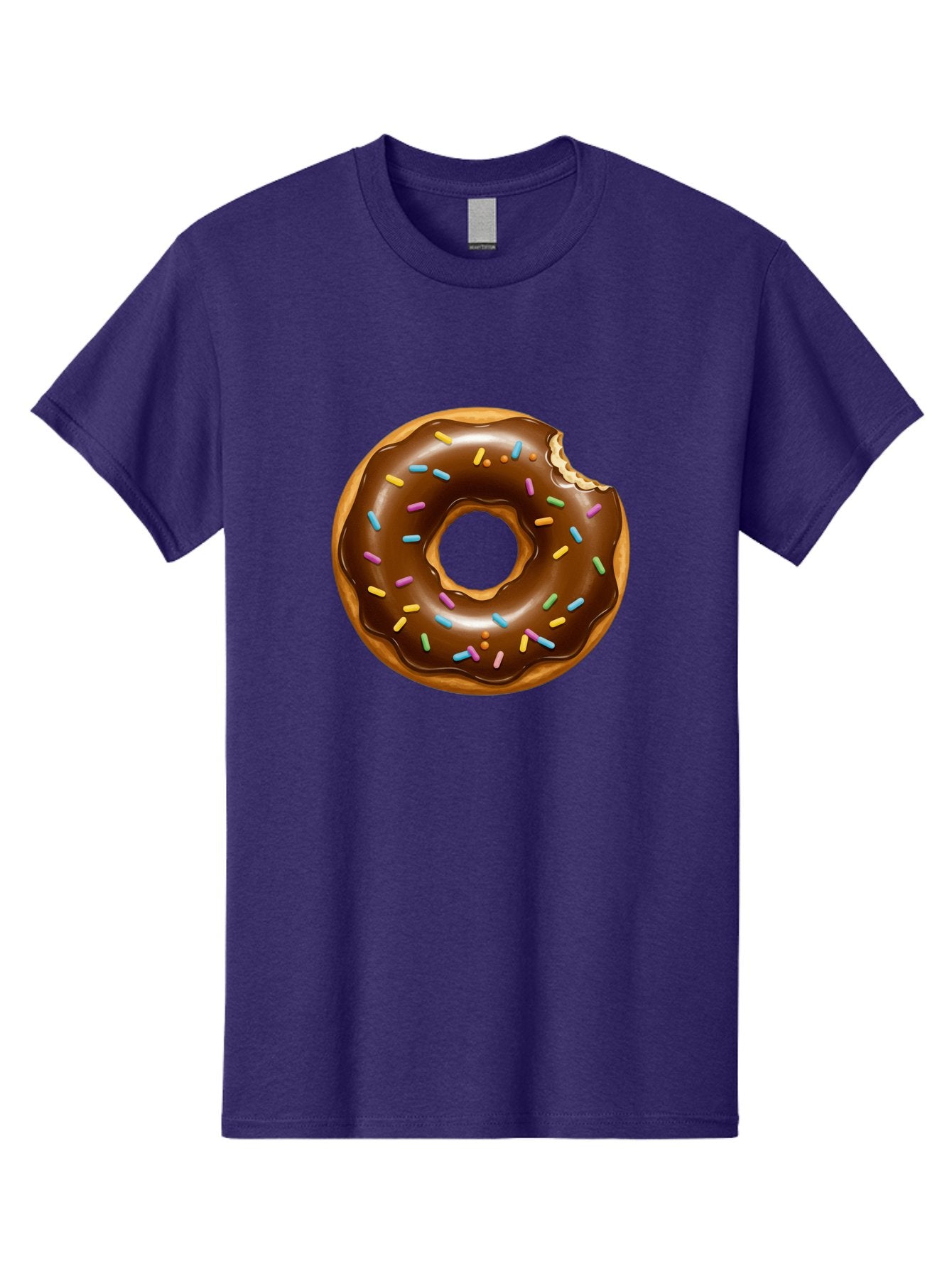 Chocolate-Donut-Sprinkles Men'S Graphic Tee, 100% Cotton, Comfortable Casual Summer Wear, Machine Washable, Chocolate Donut, Donut With Sprinkles, Bitten Donut, Sweet Treats, Baked Goods, Chocolate Glaze, Colorful Sprinkles, Tempting Dessert, Baa307