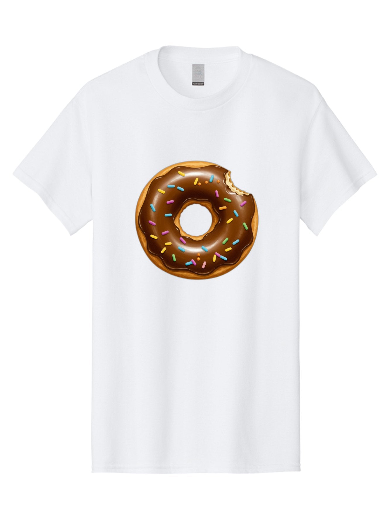 Chocolate-Donut-Sprinkles Men'S Graphic Tee, 100% Cotton, Comfortable Casual Summer Wear, Machine Washable, Chocolate Donut, Donut With Sprinkles, Bitten Donut, Sweet Treats, Baked Goods, Chocolate Glaze, Colorful Sprinkles, Tempting Dessert, Baa307 8