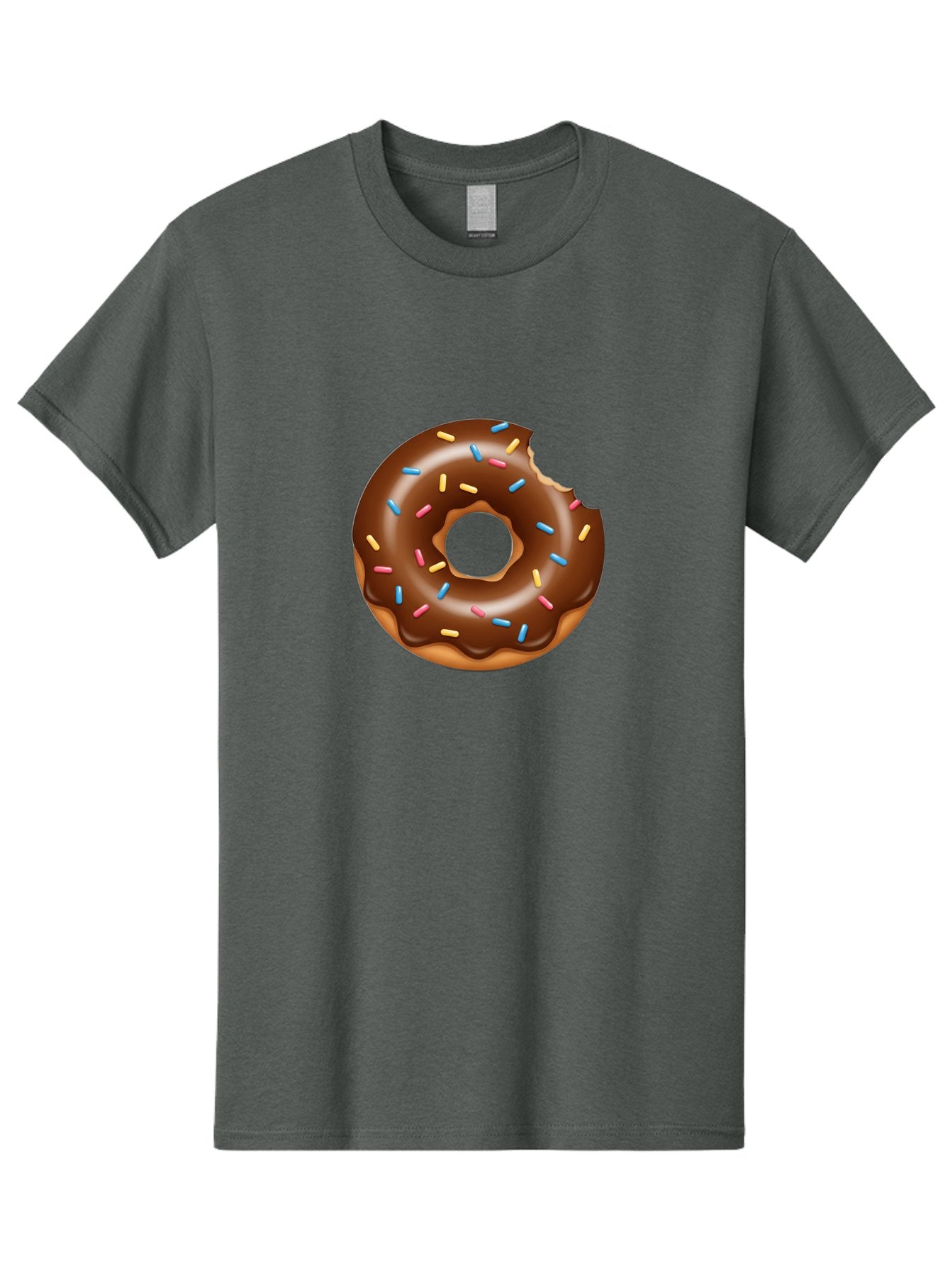 Chocolate-Donut Men'S Graphic Tee, 100% Cotton, Comfortable Casual Summer Wear, Machine Washable, Chocolate Frosted Donut, Donut With Sprinkles, Bitten Donut, Sweet Treats, Dessert, Baked Goods, Tasty, Colorful Sprinkles, Indulgent Snack, Baa308 4