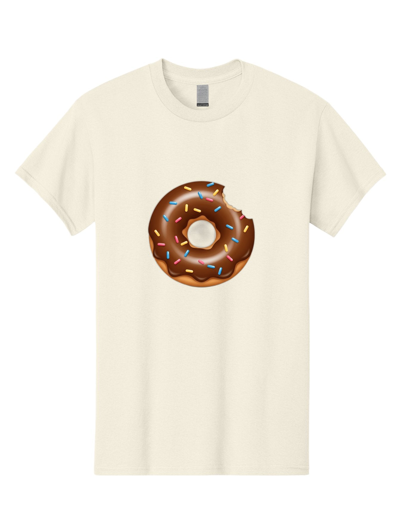 Chocolate-Donut Men'S Graphic Tee, 100% Cotton, Comfortable Casual Summer Wear, Machine Washable, Chocolate Frosted Donut, Donut With Sprinkles, Bitten Donut, Sweet Treats, Dessert, Baked Goods, Tasty, Colorful Sprinkles, Indulgent Snack, Baa308 9