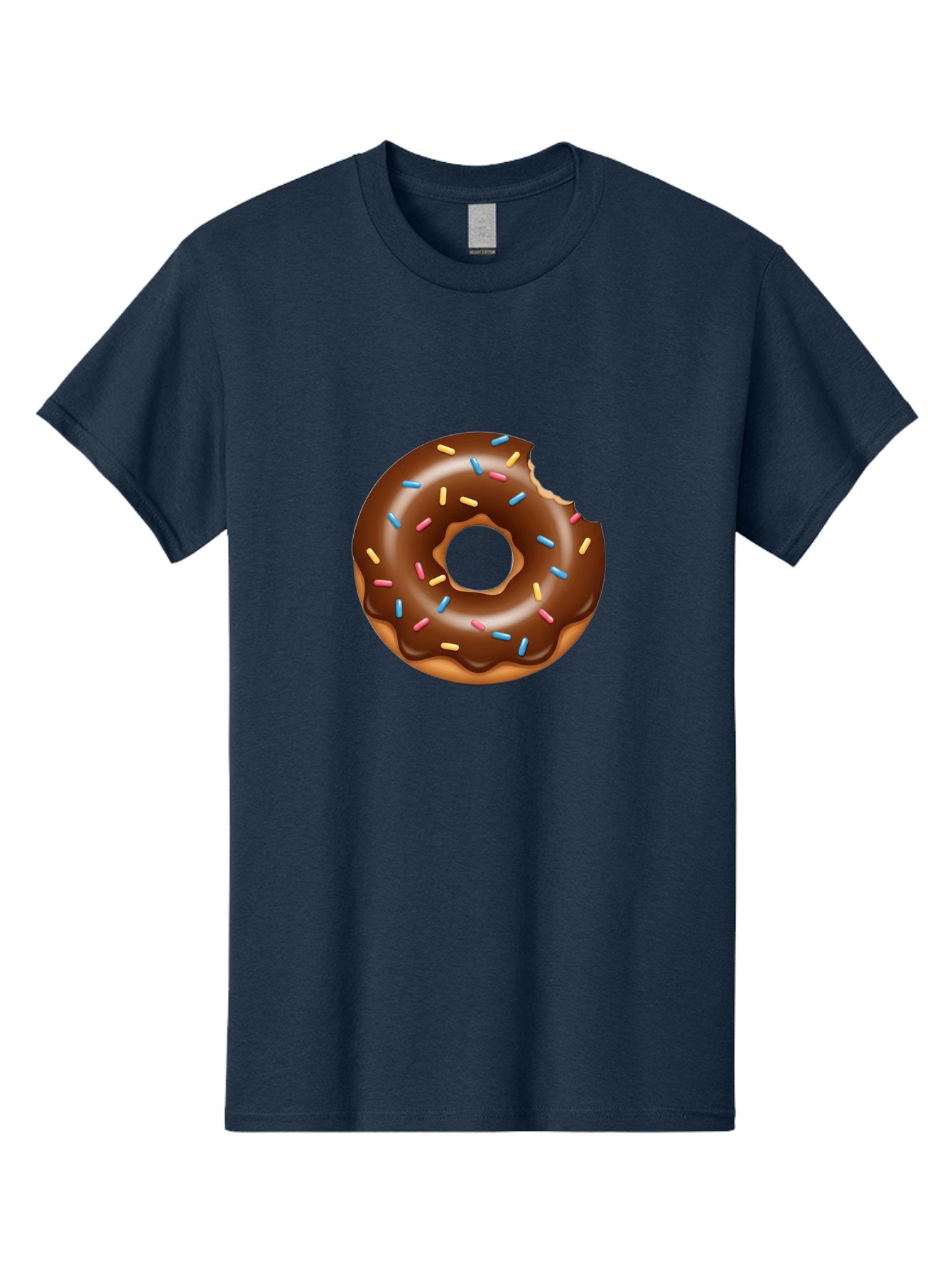 Chocolate-Donut Men'S Graphic Tee, 100% Cotton, Comfortable Casual Summer Wear, Machine Washable, Chocolate Frosted Donut, Donut With Sprinkles, Bitten Donut, Sweet Treats, Dessert, Baked Goods, Tasty, Colorful Sprinkles, Indulgent Snack, Baa308 6