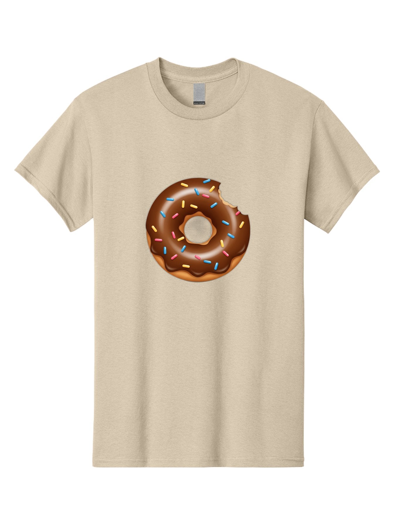 Chocolate-Donut Men'S Graphic Tee, 100% Cotton, Comfortable Casual Summer Wear, Machine Washable, Chocolate Frosted Donut, Donut With Sprinkles, Bitten Donut, Sweet Treats, Dessert, Baked Goods, Tasty, Colorful Sprinkles, Indulgent Snack, Baa308 5