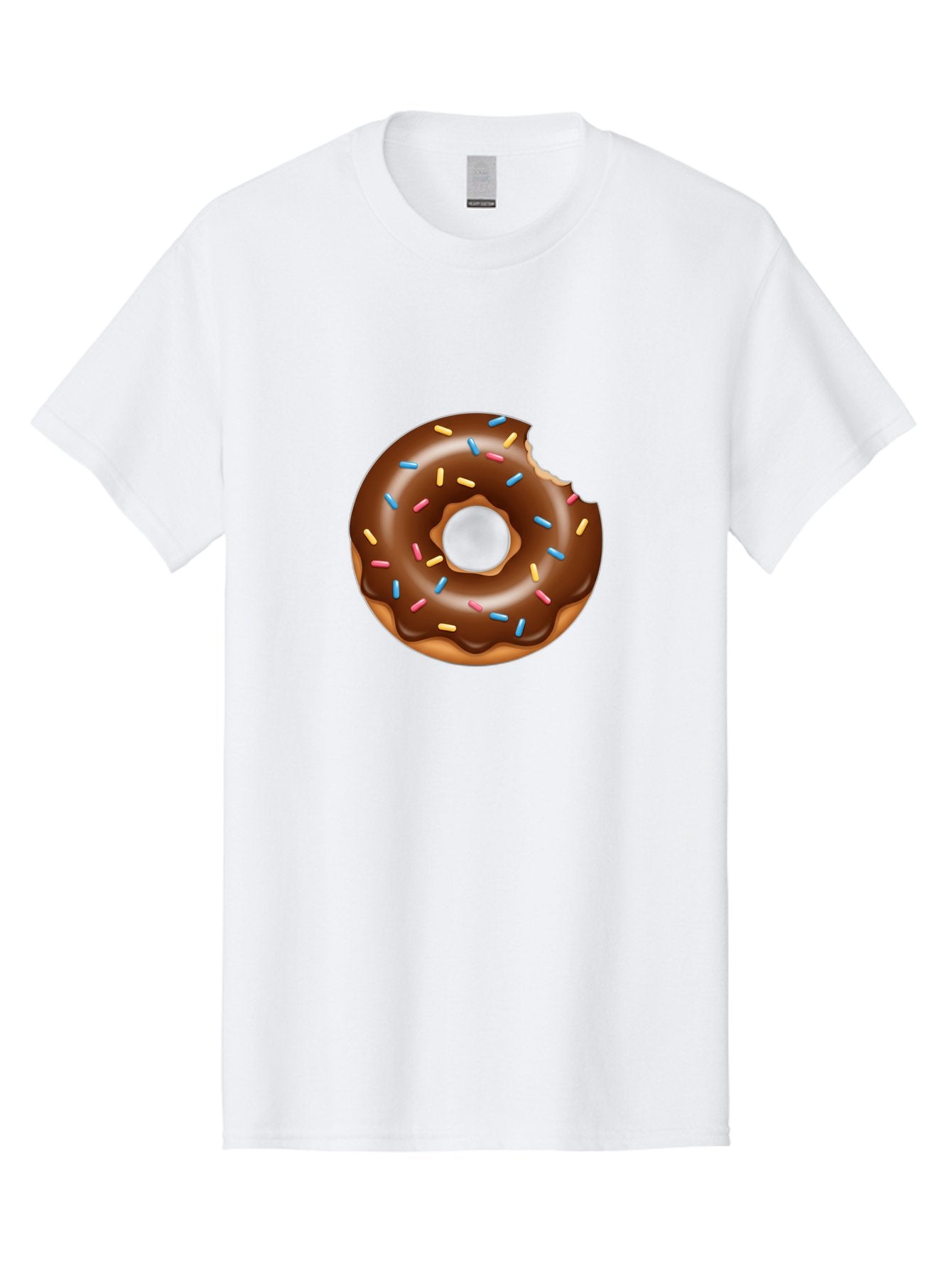 Chocolate-Donut Men'S Graphic Tee, 100% Cotton, Comfortable Casual Summer Wear, Machine Washable, Chocolate Frosted Donut, Donut With Sprinkles, Bitten Donut, Sweet Treats, Dessert, Baked Goods, Tasty, Colorful Sprinkles, Indulgent Snack, Baa308 11