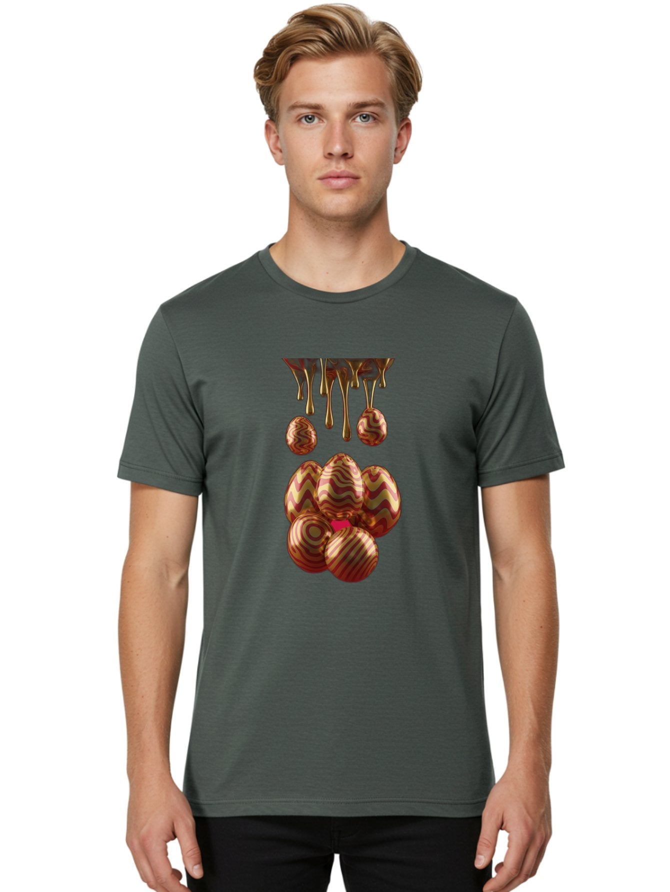 Chocolate-Easter-Eggs Men'S Graphic Tee, 100% Cotton, Comfortable Casual Summer Wear, Machine Washable, Chocolate Covered Eggs, Patterned Eggs, Dripping Chocolate, Decadent Treats, Sweet Indulgence, Rich Desserts, Chocolate Lovers, Sweet Tooth Baa309 16