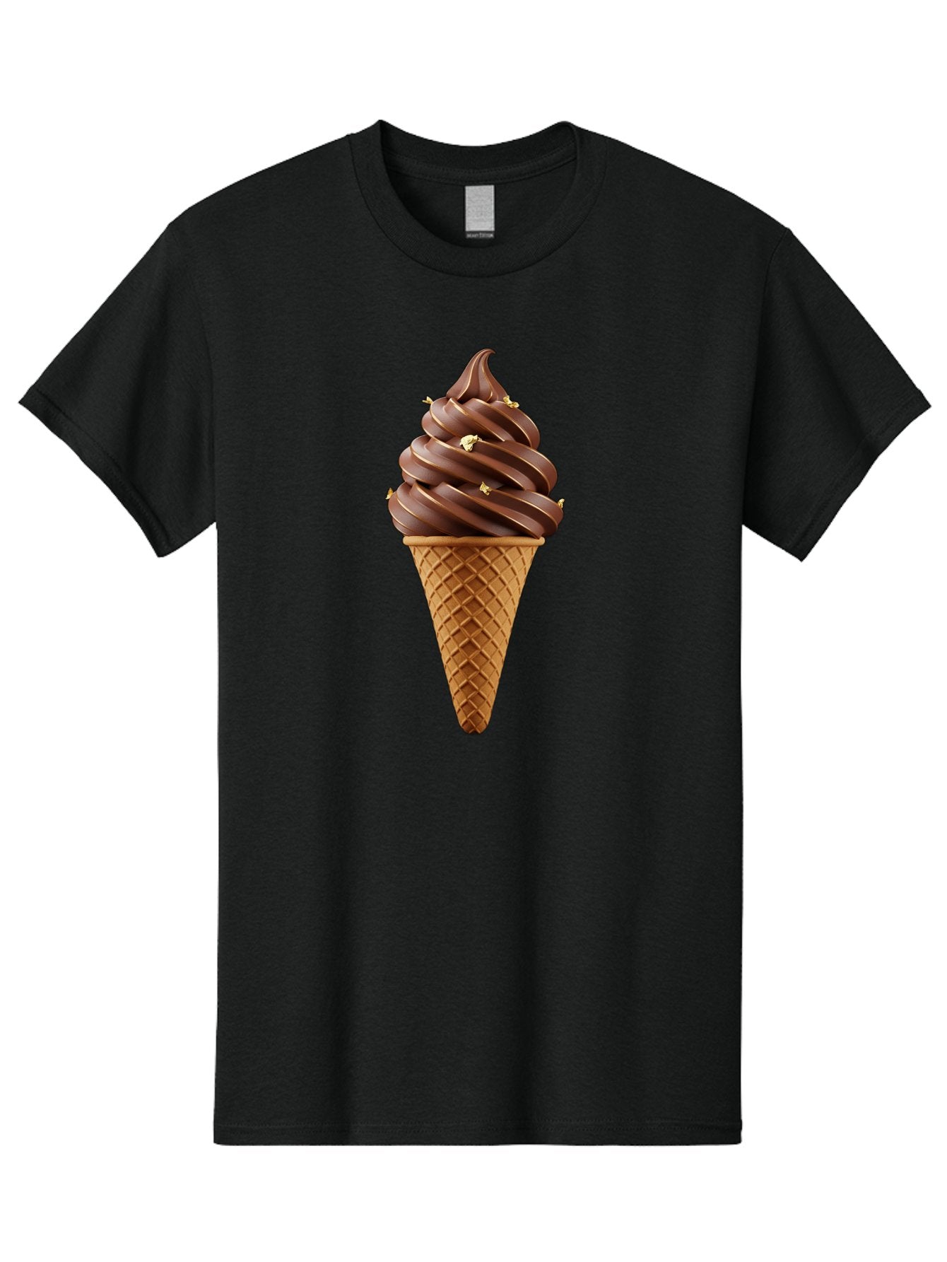 Chocolate-Ice-Cream-Cone Men'S Graphic Tee, 100% Cotton, Comfortable Casual Summer Wear, Machine Washable, Chocolate Ice Cream Cone, Chocolate Soft Serve, Edible Gold Decorations, Dessert Treats, Chocolatey Delights, Ice Cream Novelty, Baa310