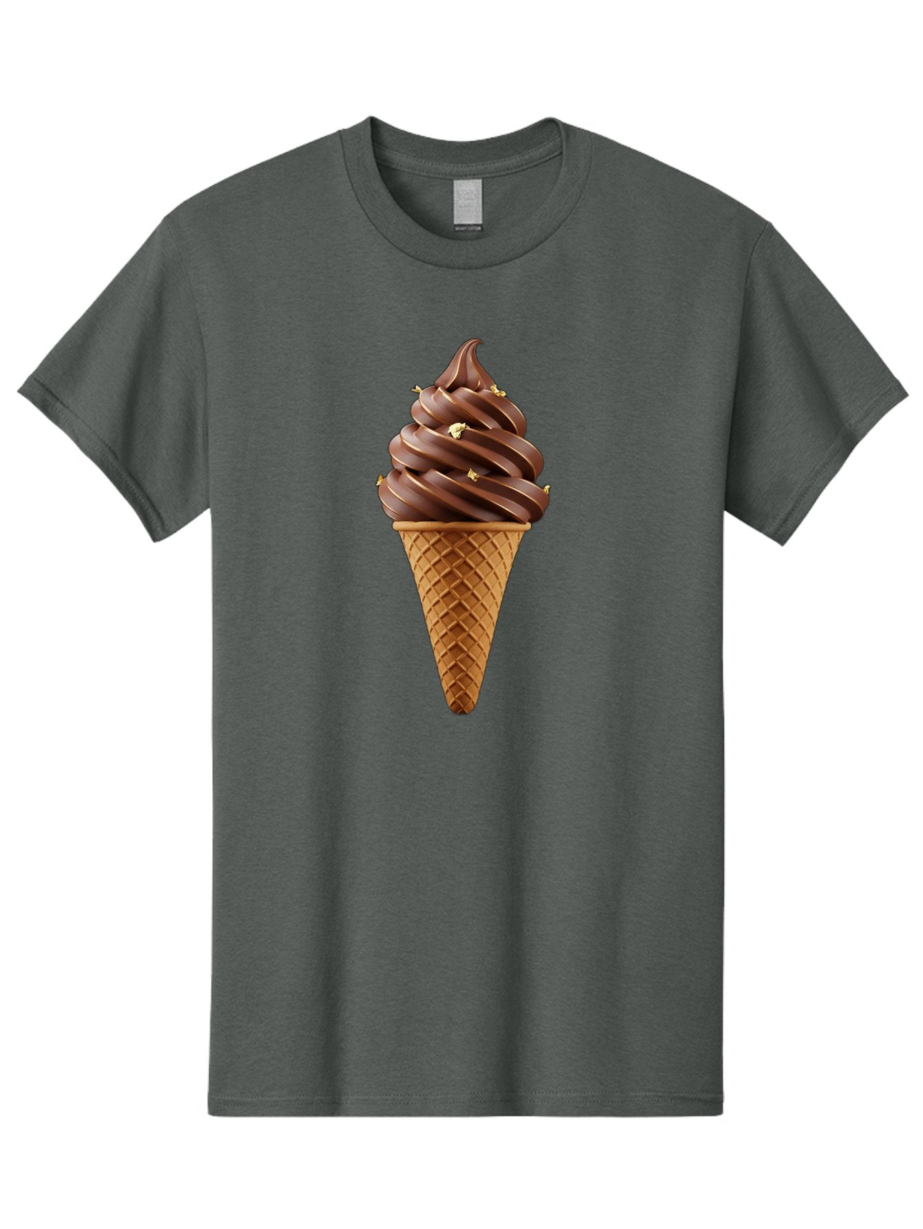 Chocolate-Ice-Cream-Cone Men'S Graphic Tee, 100% Cotton, Comfortable Casual Summer Wear, Machine Washable, Chocolate Ice Cream Cone, Chocolate Soft Serve, Edible Gold Decorations, Dessert Treats, Chocolatey Delights, Ice Cream Novelty, Baa310 6