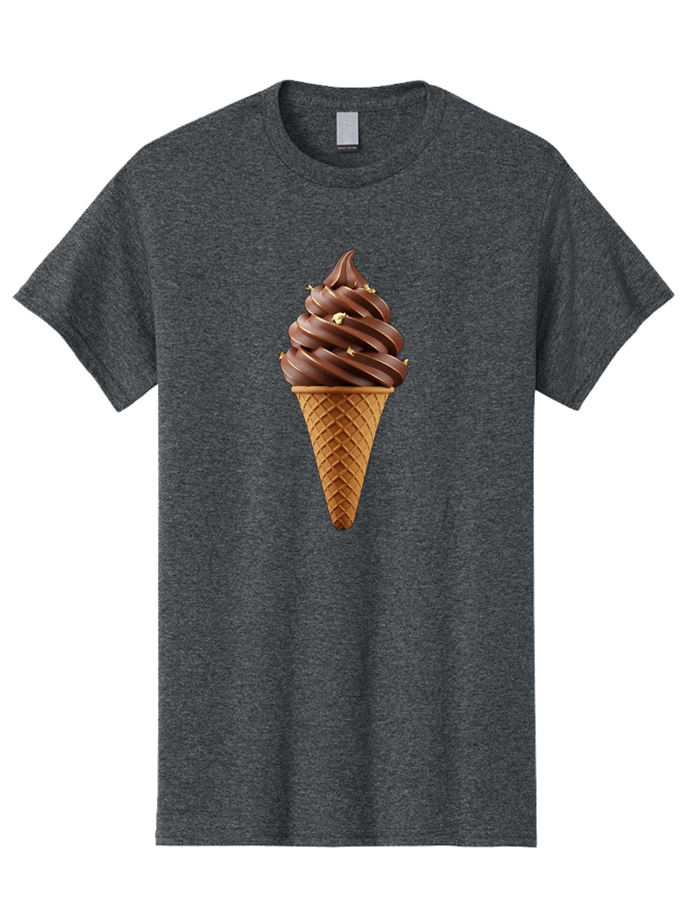 Chocolate-Ice-Cream-Cone Men'S Graphic Tee, 100% Cotton, Comfortable Casual Summer Wear, Machine Washable, Chocolate Ice Cream Cone, Chocolate Soft Serve, Edible Gold Decorations, Dessert Treats, Chocolatey Delights, Ice Cream Novelty, Baa310 14