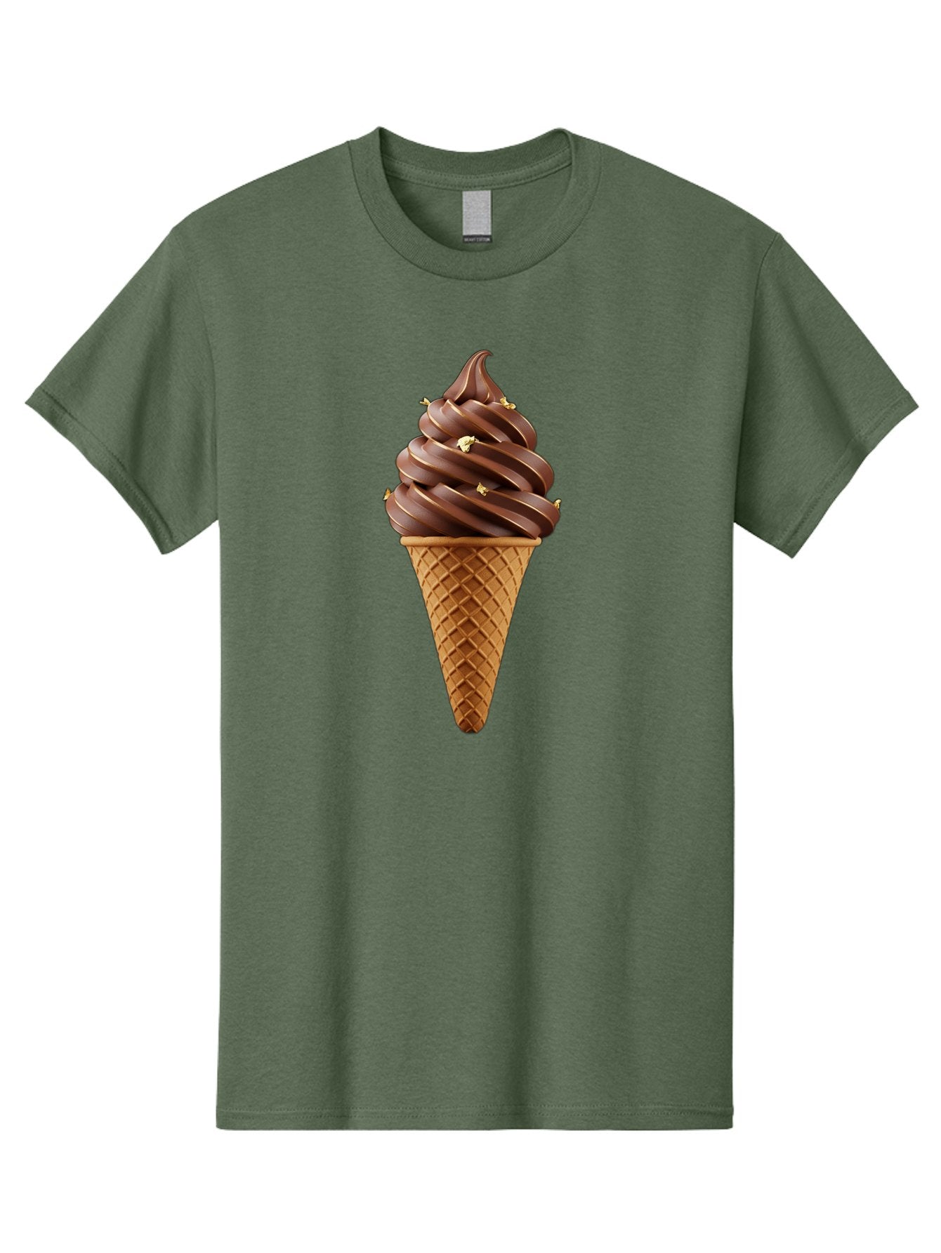 Chocolate-Ice-Cream-Cone Men'S Graphic Tee, 100% Cotton, Comfortable Casual Summer Wear, Machine Washable, Chocolate Ice Cream Cone, Chocolate Soft Serve, Edible Gold Decorations, Dessert Treats, Chocolatey Delights, Ice Cream Novelty, Baa310 5