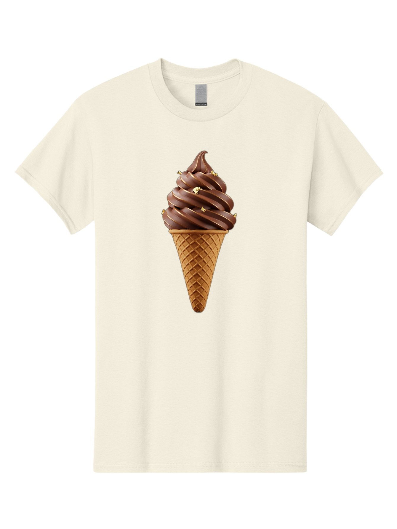 Chocolate-Ice-Cream-Cone Men'S Graphic Tee, 100% Cotton, Comfortable Casual Summer Wear, Machine Washable, Chocolate Ice Cream Cone, Chocolate Soft Serve, Edible Gold Decorations, Dessert Treats, Chocolatey Delights, Ice Cream Novelty, Baa310 3