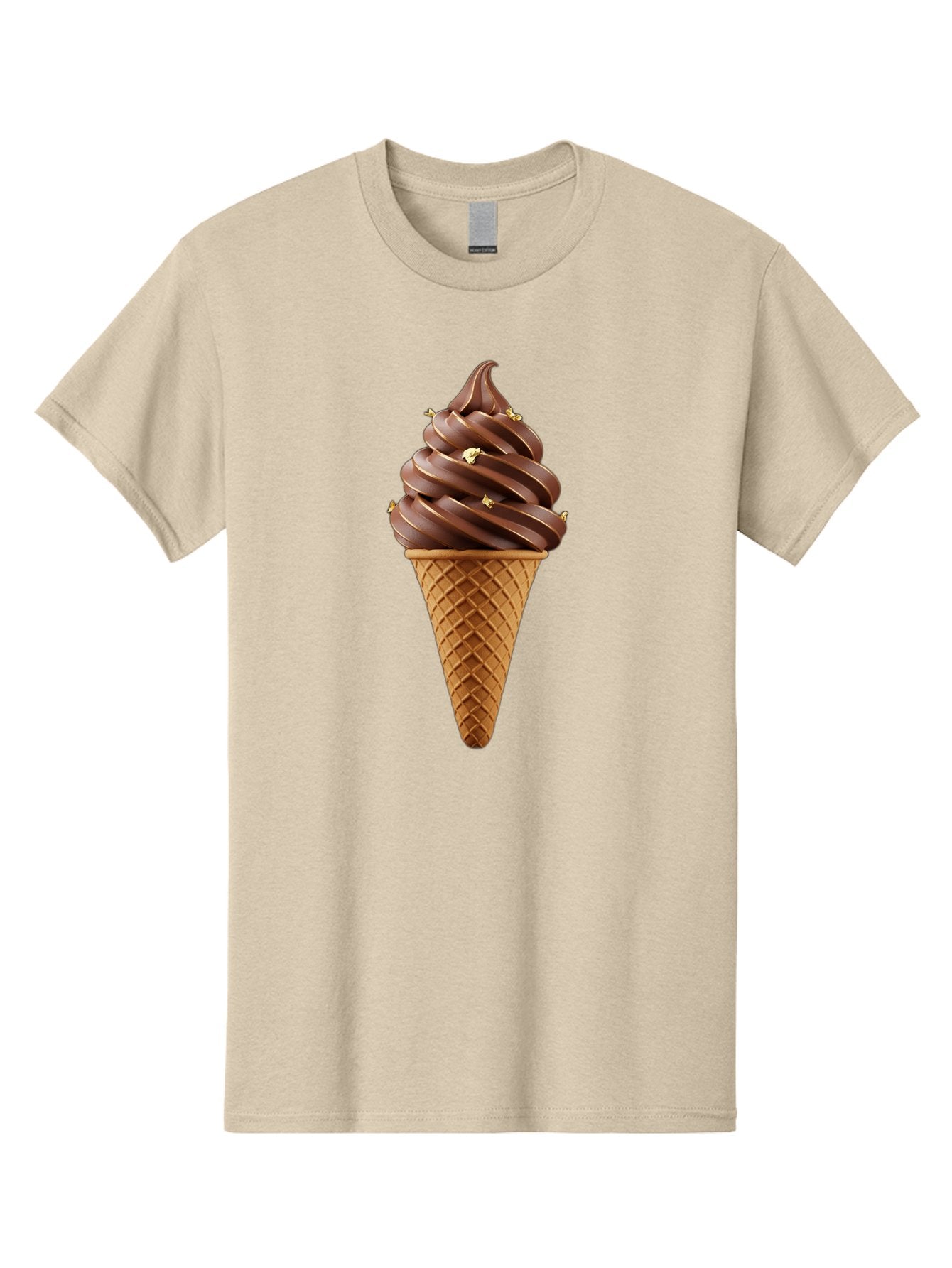 Chocolate-Ice-Cream-Cone Men'S Graphic Tee, 100% Cotton, Comfortable Casual Summer Wear, Machine Washable, Chocolate Ice Cream Cone, Chocolate Soft Serve, Edible Gold Decorations, Dessert Treats, Chocolatey Delights, Ice Cream Novelty, Baa310 10