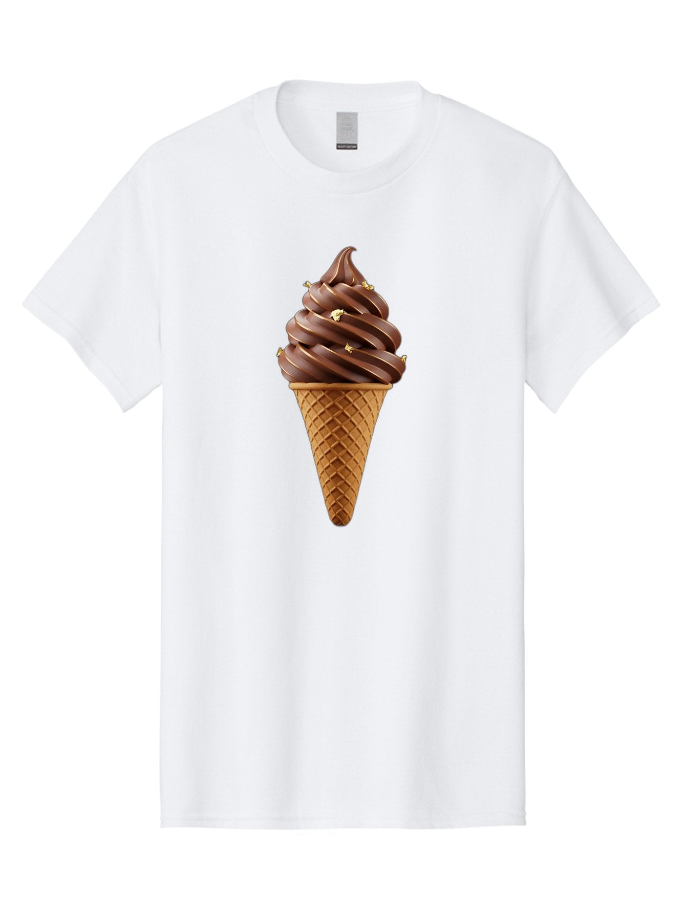 Chocolate-Ice-Cream-Cone Men'S Graphic Tee, 100% Cotton, Comfortable Casual Summer Wear, Machine Washable, Chocolate Ice Cream Cone, Chocolate Soft Serve, Edible Gold Decorations, Dessert Treats, Chocolatey Delights, Ice Cream Novelty, Baa310