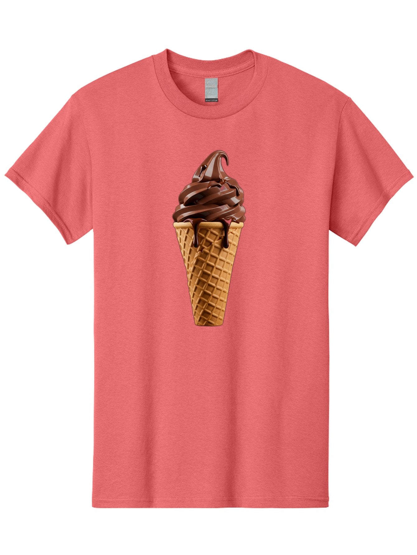 Chocolate-Ice-Cream Men'S Graphic Tee, 100% Cotton, Comfortable Casual Summer Wear, Machine Washable, Chocolate Soft Serve, Ice Cream Cone, Waffle Cone, Melted Chocolate, Sweet Treats, Dessert Ideas, Chocolate Ice Cream, Ice Cream Lovers, Baa311 15