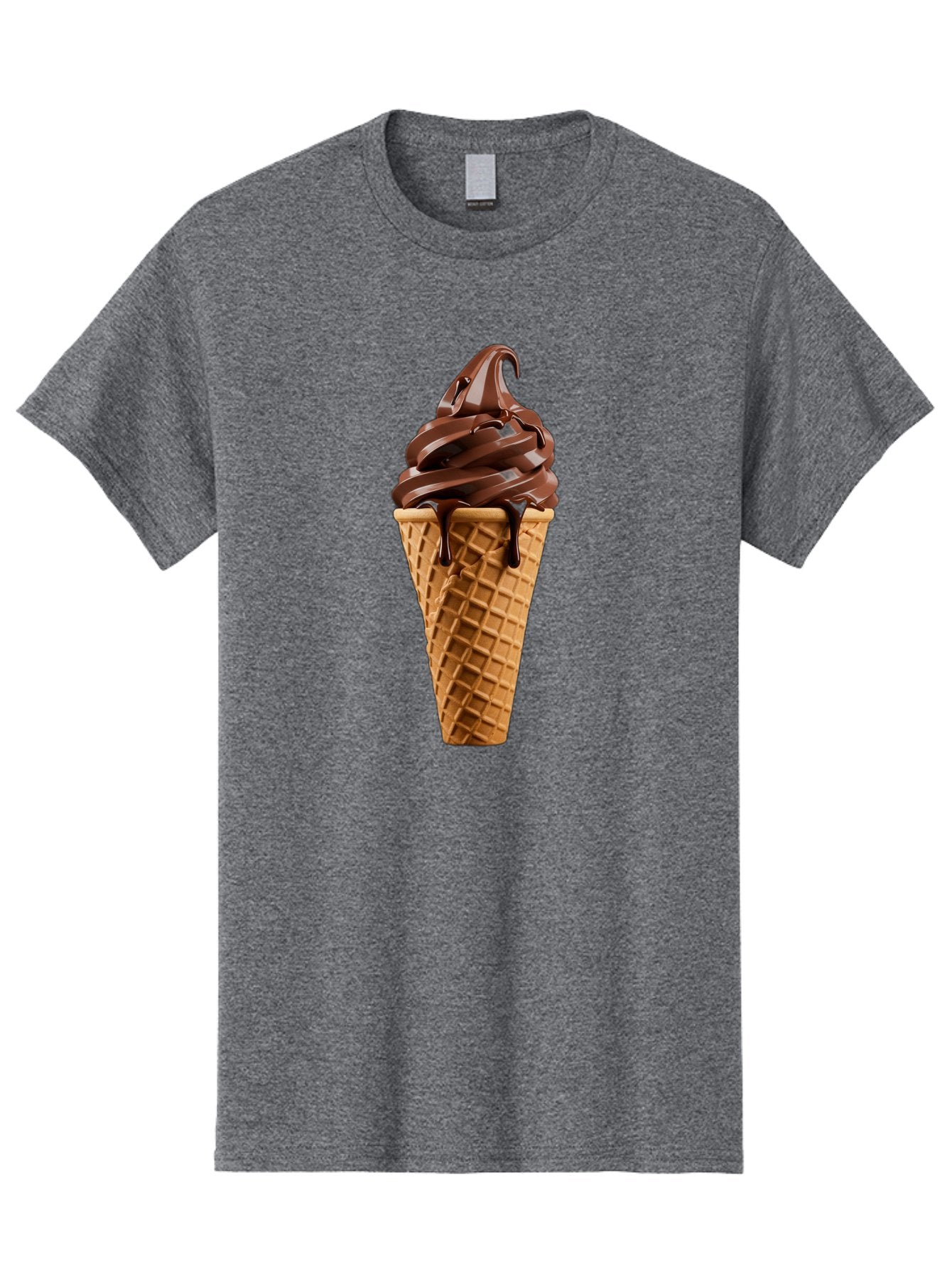 Chocolate-Ice-Cream Men'S Graphic Tee, 100% Cotton, Comfortable Casual Summer Wear, Machine Washable, Chocolate Soft Serve, Ice Cream Cone, Waffle Cone, Melted Chocolate, Sweet Treats, Dessert Ideas, Chocolate Ice Cream, Ice Cream Lovers, Baa311 4