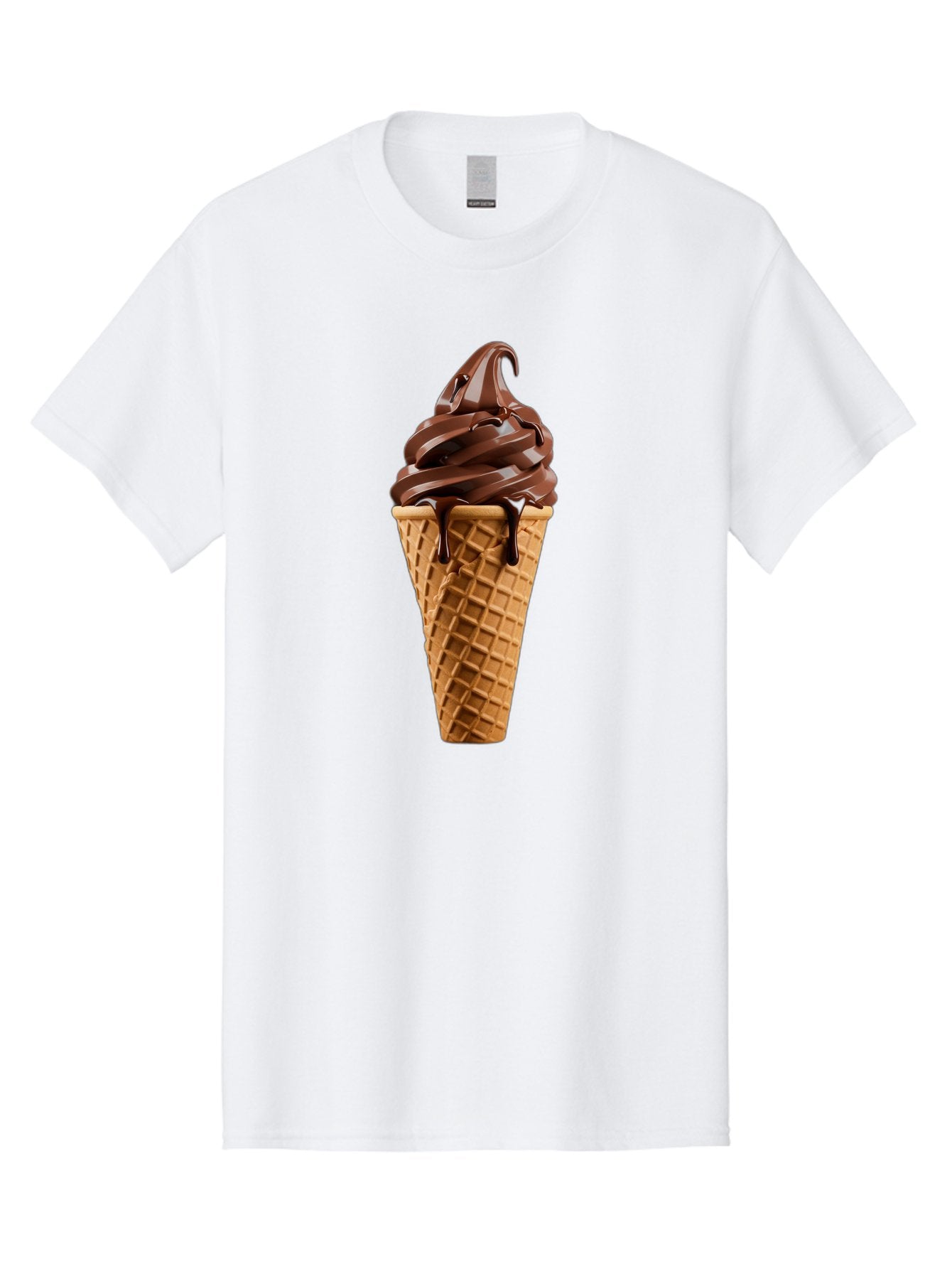 Chocolate-Ice-Cream Men'S Graphic Tee, 100% Cotton, Comfortable Casual Summer Wear, Machine Washable, Chocolate Soft Serve, Ice Cream Cone, Waffle Cone, Melted Chocolate, Sweet Treats, Dessert Ideas, Chocolate Ice Cream, Ice Cream Lovers, Baa311 7