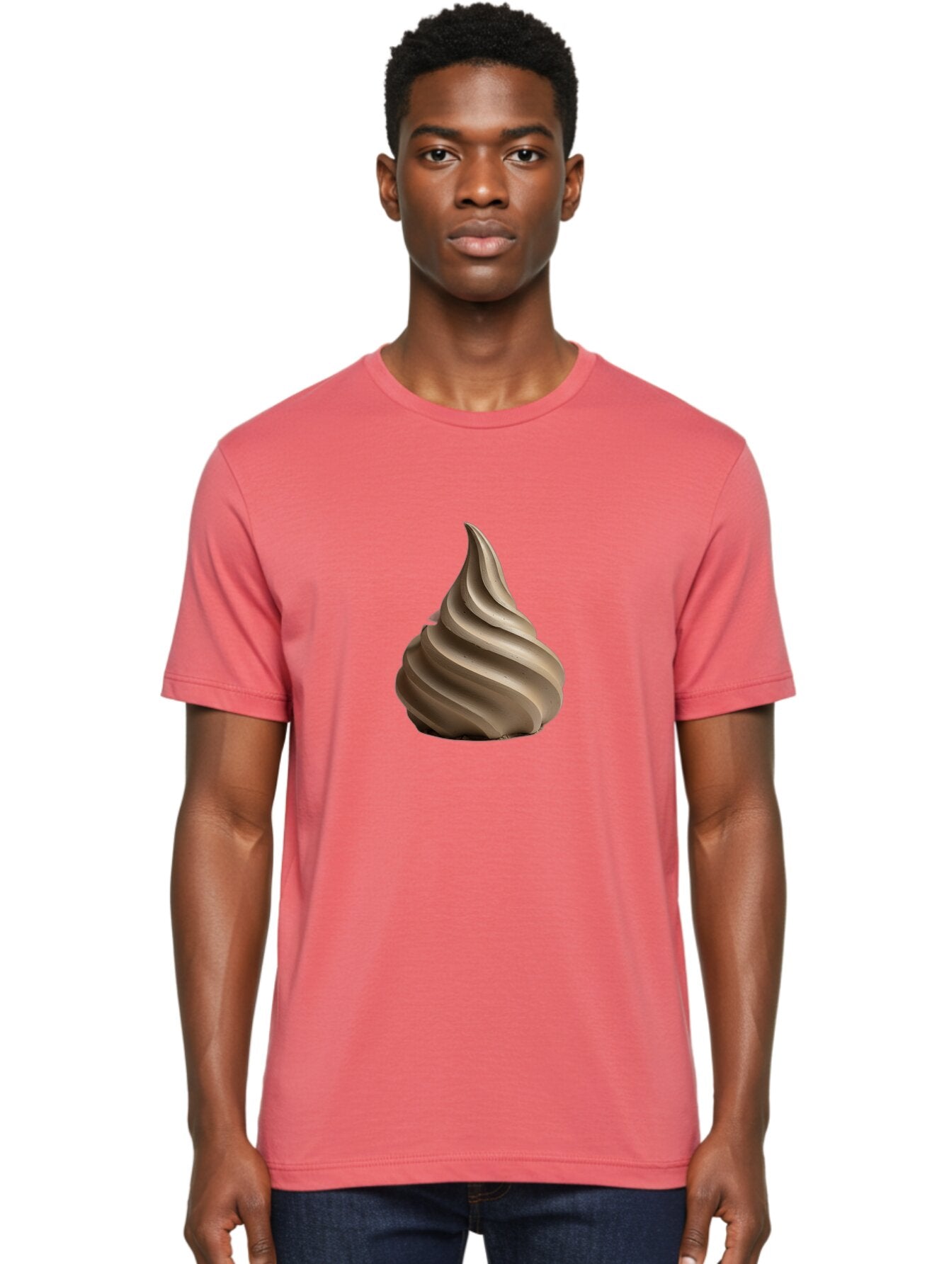 Chocolate-Soft-Serve Men'S Graphic Tee, 100% Cotton, Comfortable Casual Summer Wear, Machine Washable, Chocolate Soft-Serve Ice Cream, Swirly Ice Cream, Soft-Serve Swirl, Chocolate Treat, Creamy Dessert, Sweet Indulgence, Frozen Delight Baa312 29
