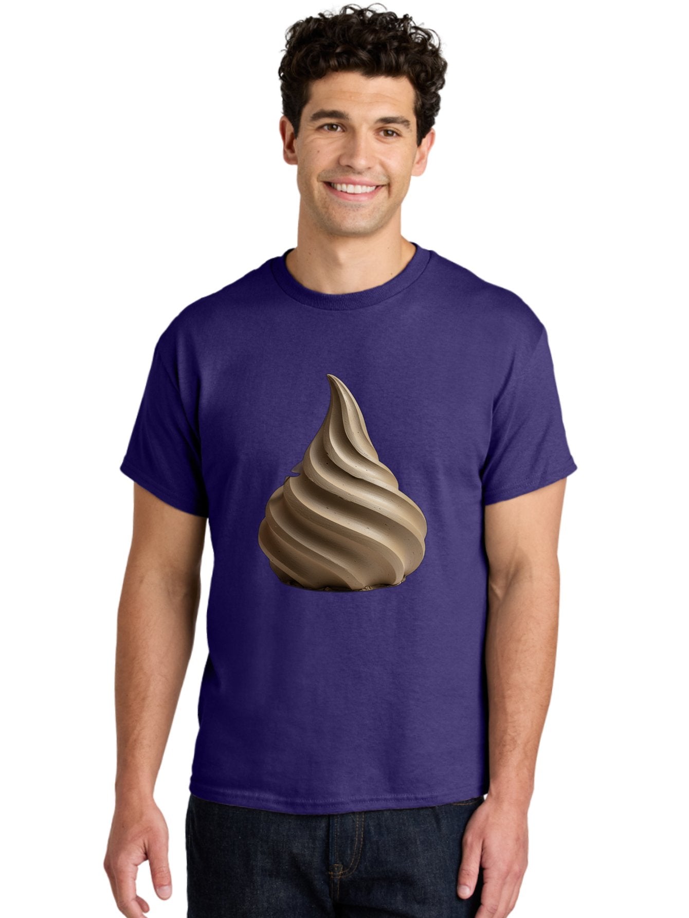 Chocolate-Soft-Serve Men'S Graphic Tee, 100% Cotton, Comfortable Casual Summer Wear, Machine Washable, Chocolate Soft-Serve Ice Cream, Swirly Ice Cream, Soft-Serve Swirl, Chocolate Treat, Creamy Dessert, Sweet Indulgence, Frozen Delight Baa312 27
