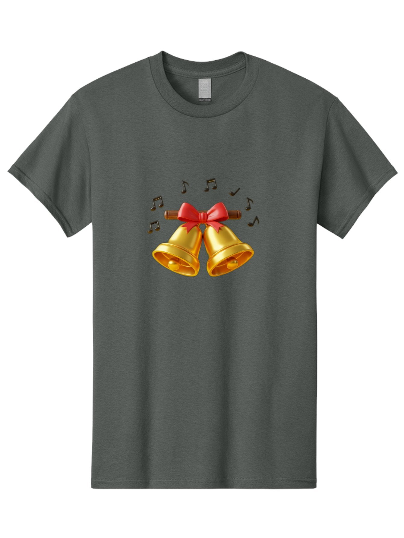 Christmas-Bells-1 Men'S Graphic Tee, 100% Cotton, Comfortable Casual Summer Wear, Machine Washable, Golden Christmas Bells, Red Bow, Festive Decor, Holiday Season, Jingling Sound, Musical Notes, Celebration, Joyful Atmosphere, Merry Christmas, Baa313 11
