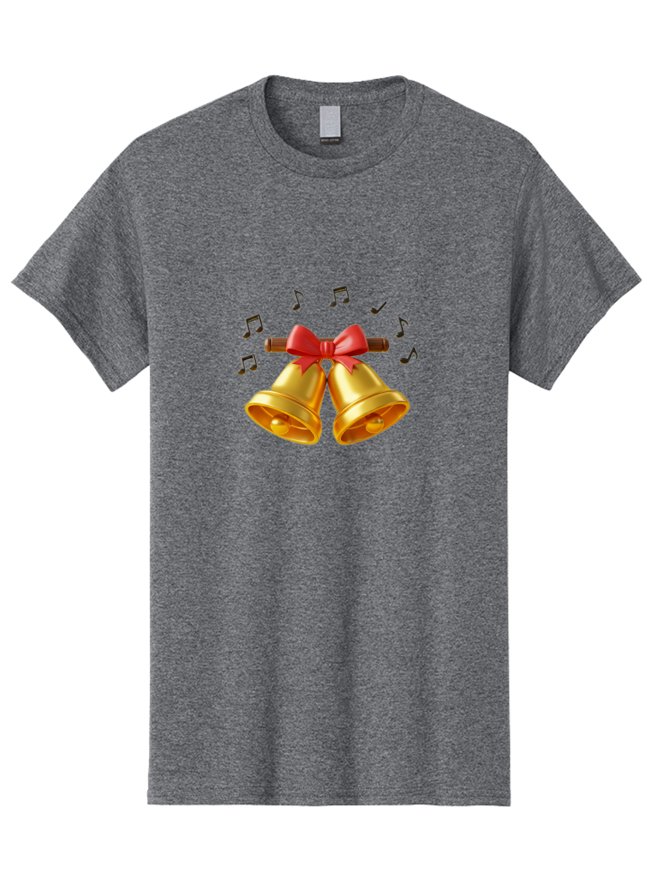 Christmas-Bells-1 Men'S Graphic Tee, 100% Cotton, Comfortable Casual Summer Wear, Machine Washable, Golden Christmas Bells, Red Bow, Festive Decor, Holiday Season, Jingling Sound, Musical Notes, Celebration, Joyful Atmosphere, Merry Christmas, Baa313 3