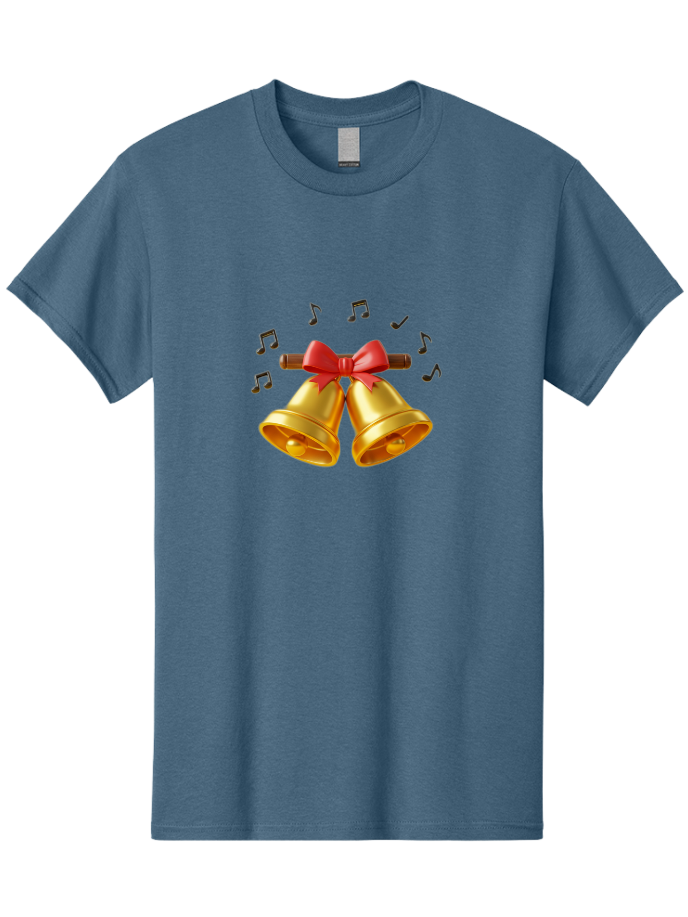 Christmas-Bells-1 Men'S Graphic Tee, 100% Cotton, Comfortable Casual Summer Wear, Machine Washable, Golden Christmas Bells, Red Bow, Festive Decor, Holiday Season, Jingling Sound, Musical Notes, Celebration, Joyful Atmosphere, Merry Christmas, Baa313 25