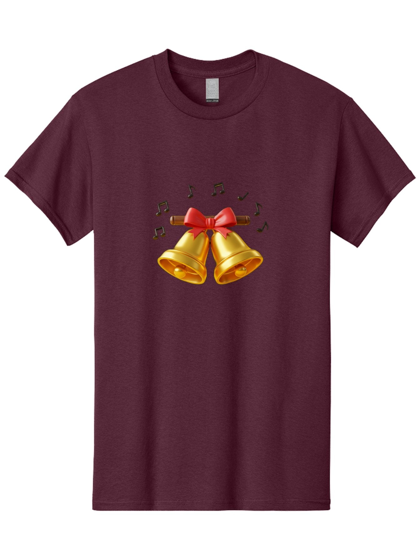 Christmas-Bells-1 Men'S Graphic Tee, 100% Cotton, Comfortable Casual Summer Wear, Machine Washable, Golden Christmas Bells, Red Bow, Festive Decor, Holiday Season, Jingling Sound, Musical Notes, Celebration, Joyful Atmosphere, Merry Christmas, Baa313 12