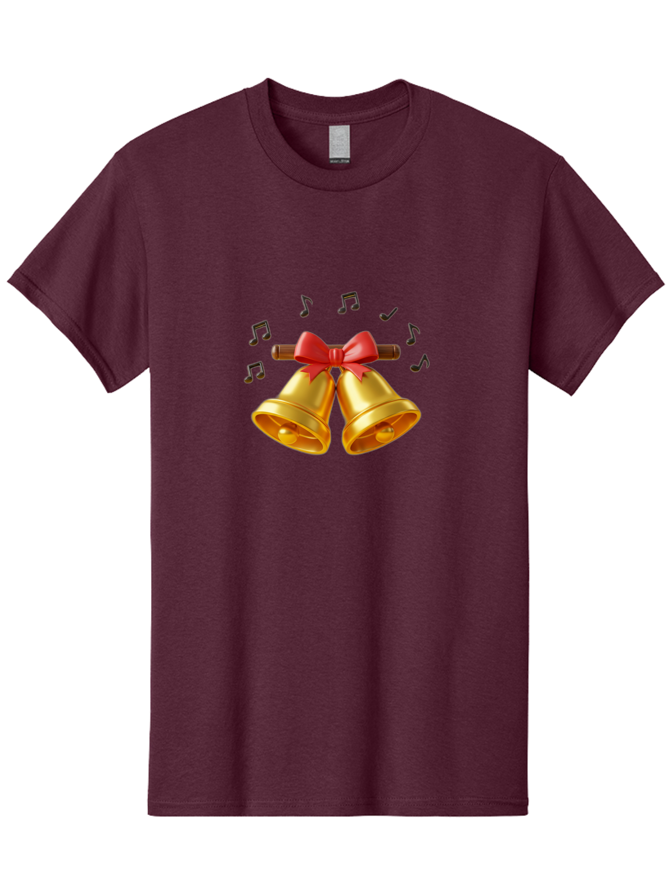 Christmas-Bells-1 Men'S Graphic Tee, 100% Cotton, Comfortable Casual Summer Wear, Machine Washable, Golden Christmas Bells, Red Bow, Festive Decor, Holiday Season, Jingling Sound, Musical Notes, Celebration, Joyful Atmosphere, Merry Christmas, Baa313 5