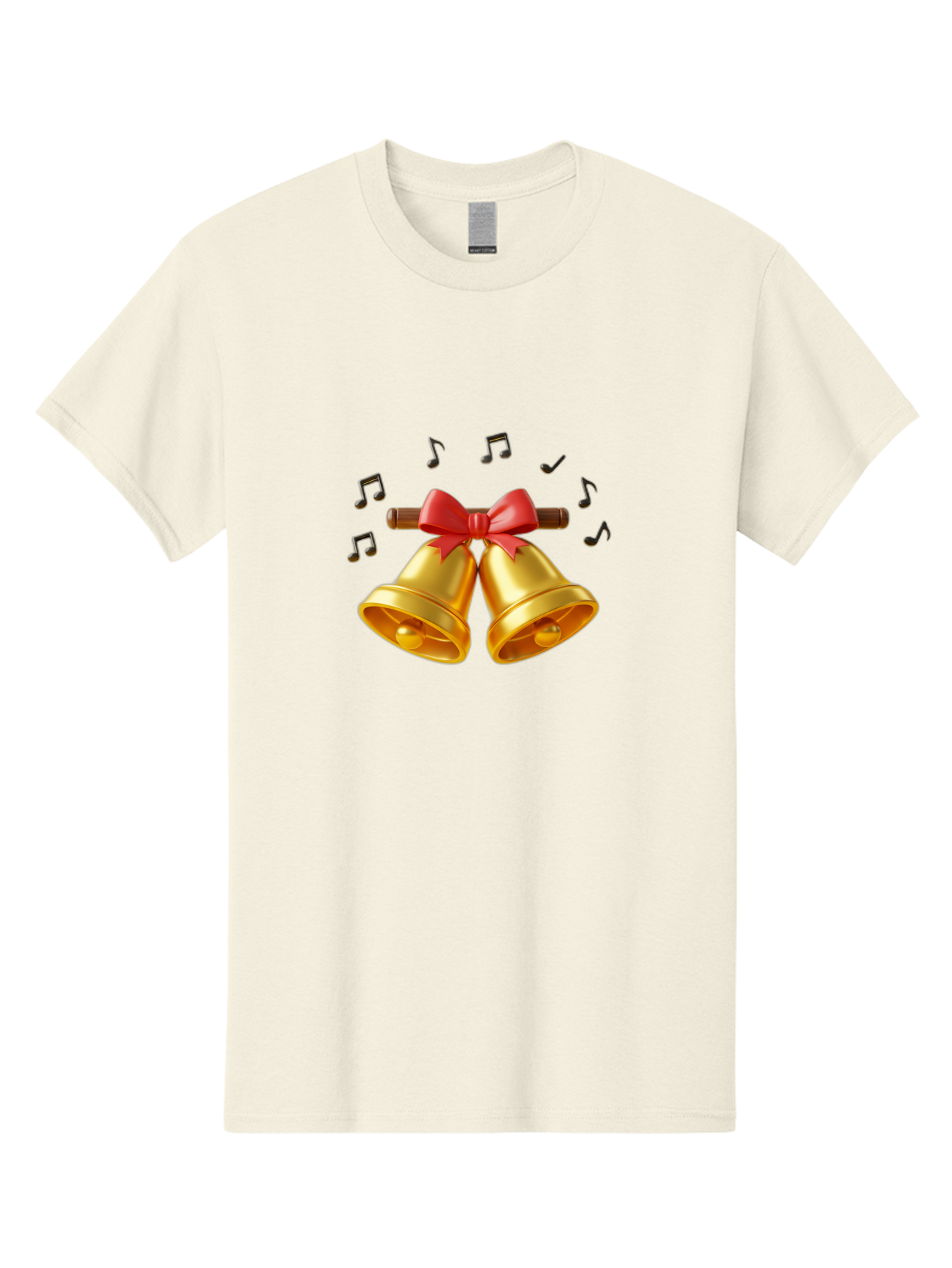 Christmas-Bells-1 Men'S Graphic Tee, 100% Cotton, Comfortable Casual Summer Wear, Machine Washable, Golden Christmas Bells, Red Bow, Festive Decor, Holiday Season, Jingling Sound, Musical Notes, Celebration, Joyful Atmosphere, Merry Christmas, Baa313 13