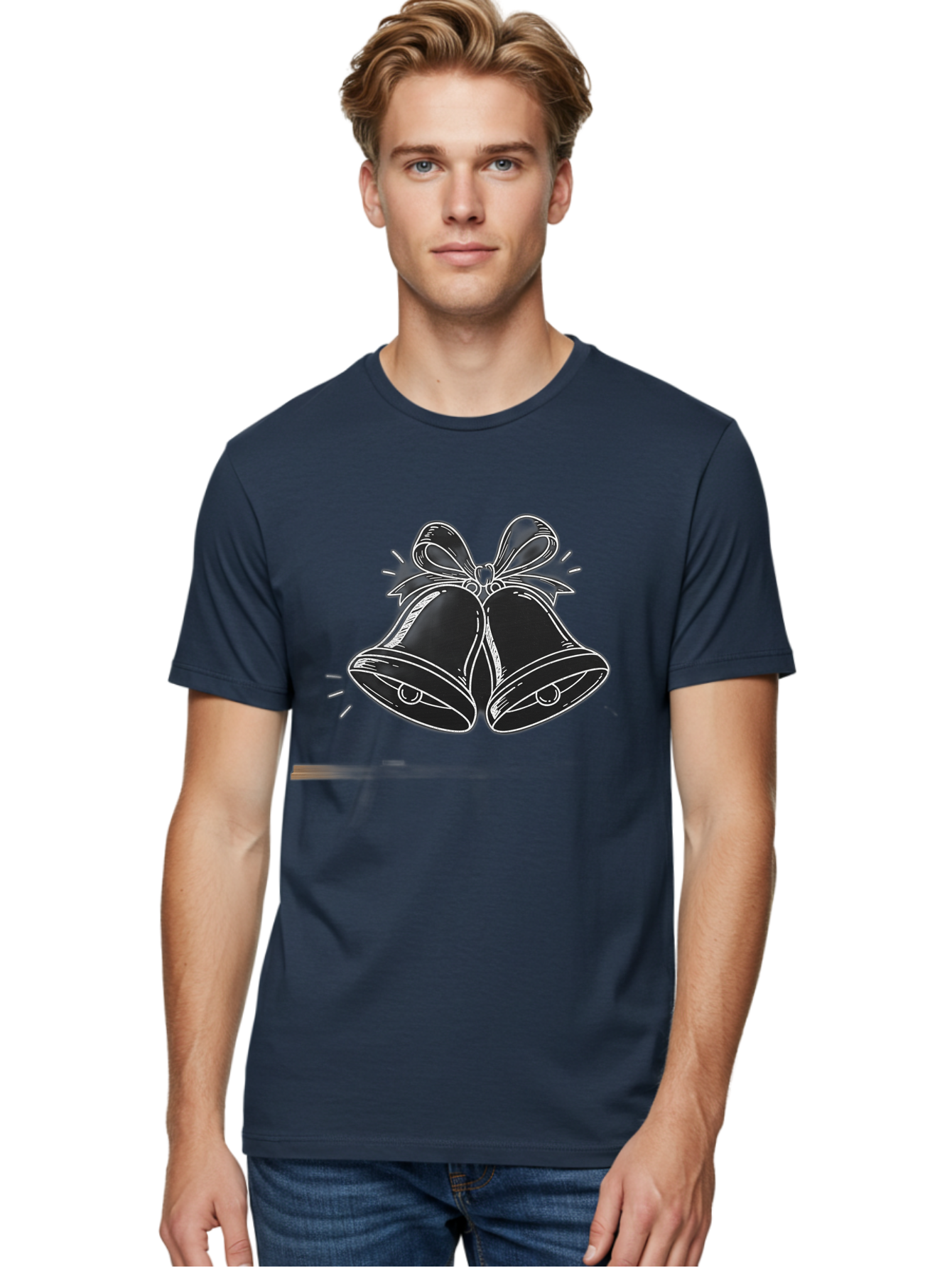 Christmas-Bells-2 Men'S Graphic Tee, 100% Cotton, Comfortable Casual Summer Wear, Machine Washable, Christmas Bells, Festive Decorations, Holiday Cheer, Jingling Bells, Merry Christmas, Christmas Illustrations, Winter Wonderland, Baa314