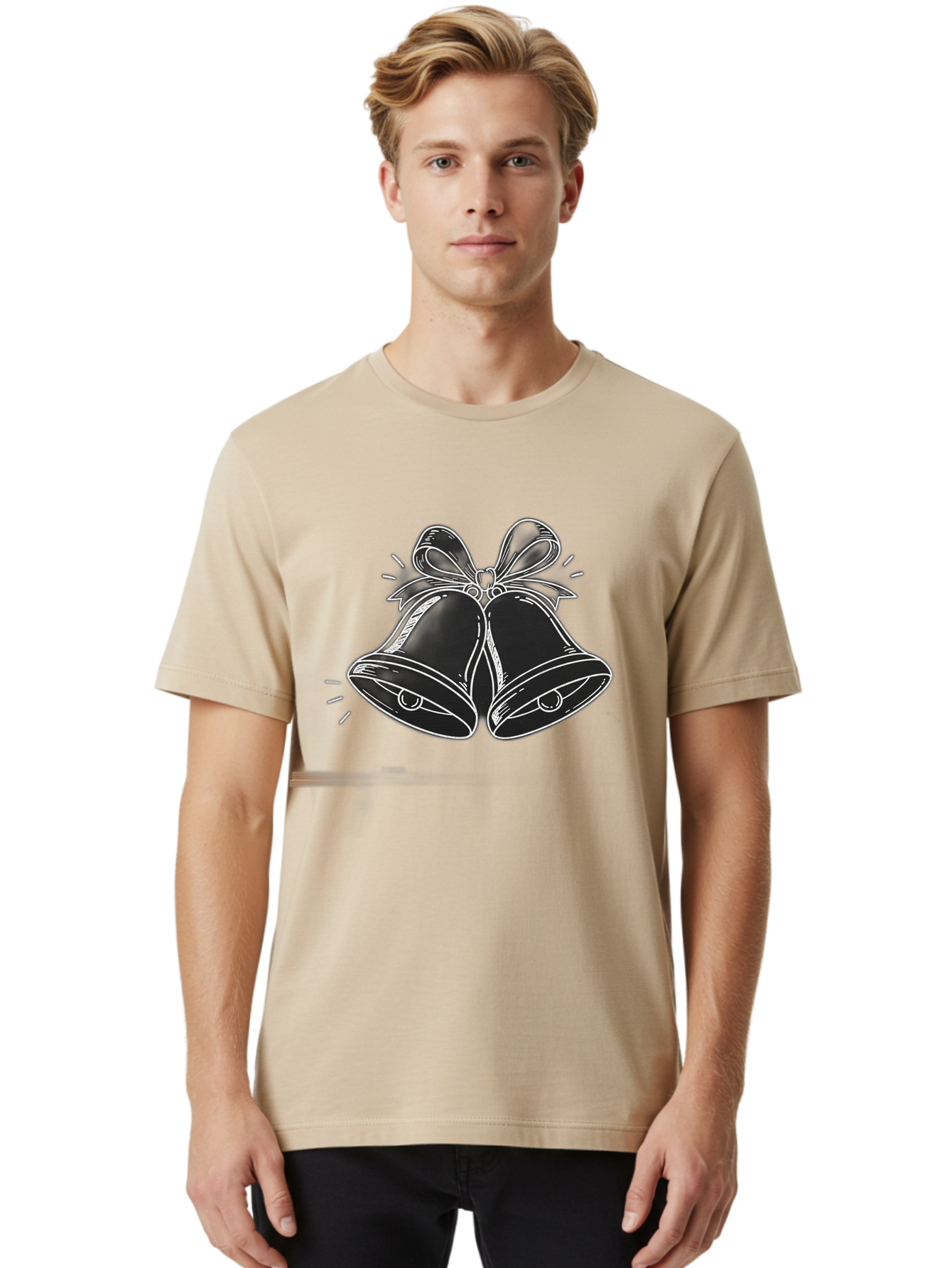 Christmas-Bells-2 Men'S Graphic Tee, 100% Cotton, Comfortable Casual Summer Wear, Machine Washable, Christmas Bells, Festive Decorations, Holiday Cheer, Jingling Bells, Merry Christmas, Christmas Illustrations, Winter Wonderland, Baa314 14