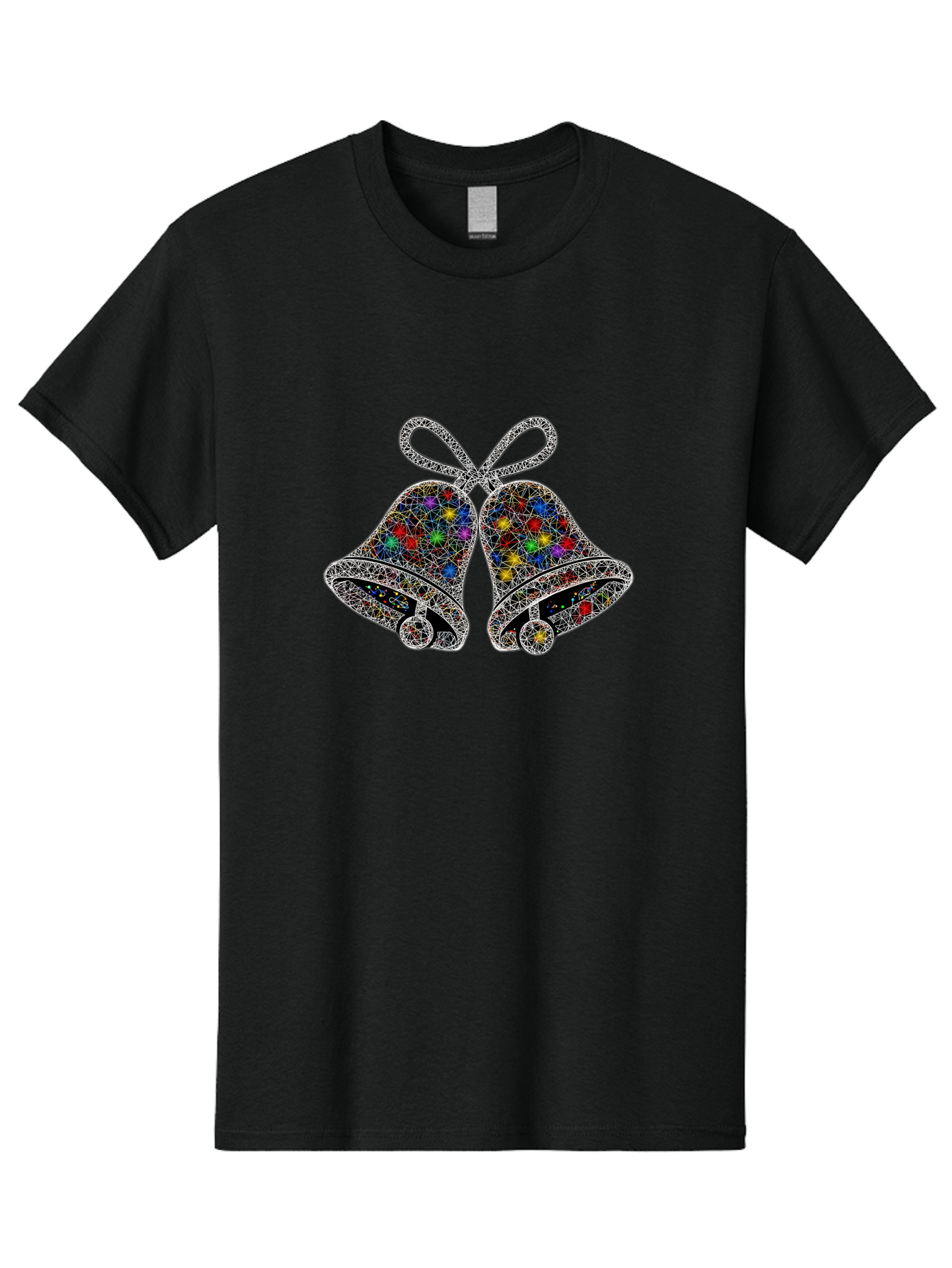 Christmas-Bells Men'S Graphic Tee, 100% Cotton, Comfortable Casual Summer Wear, Machine Washable, Holiday Bells, Colorful Jewels, Festive Decorations, Christmas Symbols, Shiny Ornaments, Celebratory Icons, Sparkling Decorations, Festive Cheer Baa316 17