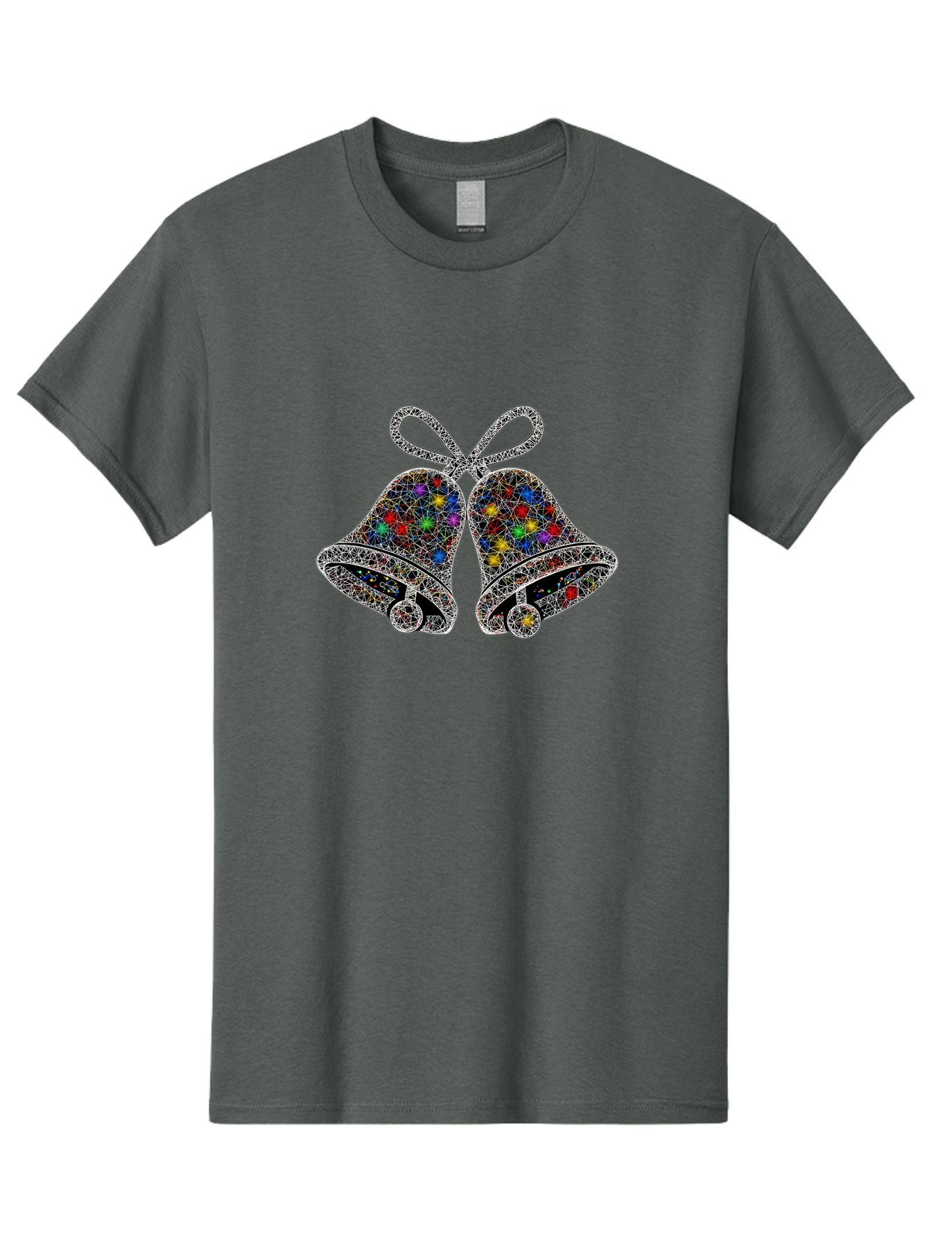 Christmas-Bells Men'S Graphic Tee, 100% Cotton, Comfortable Casual Summer Wear, Machine Washable, Holiday Bells, Colorful Jewels, Festive Decorations, Christmas Symbols, Shiny Ornaments, Celebratory Icons, Sparkling Decorations, Festive Cheer Baa316 13