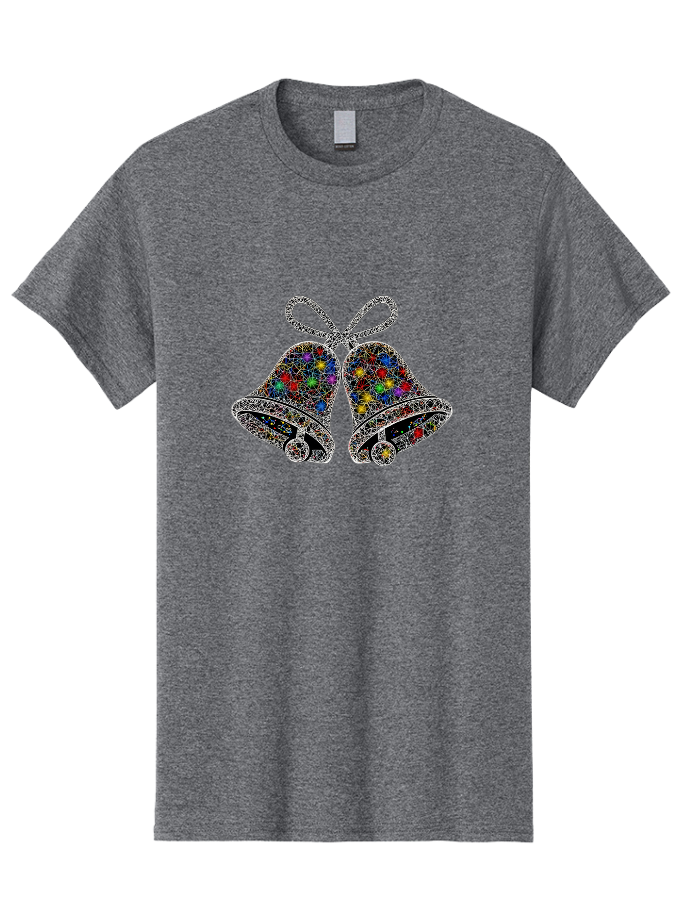 Christmas-Bells Men'S Graphic Tee, 100% Cotton, Comfortable Casual Summer Wear, Machine Washable, Holiday Bells, Colorful Jewels, Festive Decorations, Christmas Symbols, Shiny Ornaments, Celebratory Icons, Sparkling Decorations, Festive Cheer Baa316 19