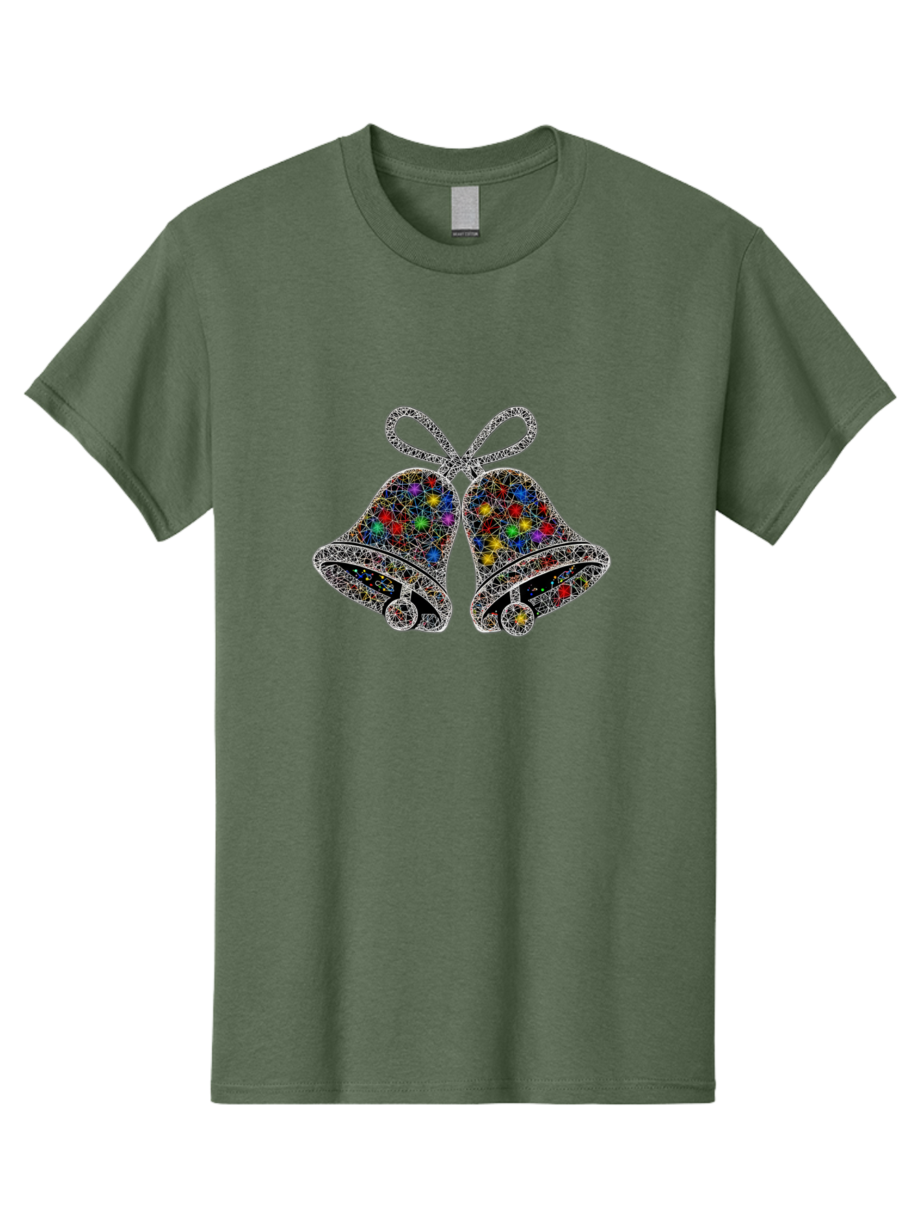 Christmas-Bells Men'S Graphic Tee, 100% Cotton, Comfortable Casual Summer Wear, Machine Washable, Holiday Bells, Colorful Jewels, Festive Decorations, Christmas Symbols, Shiny Ornaments, Celebratory Icons, Sparkling Decorations, Festive Cheer Baa316 11